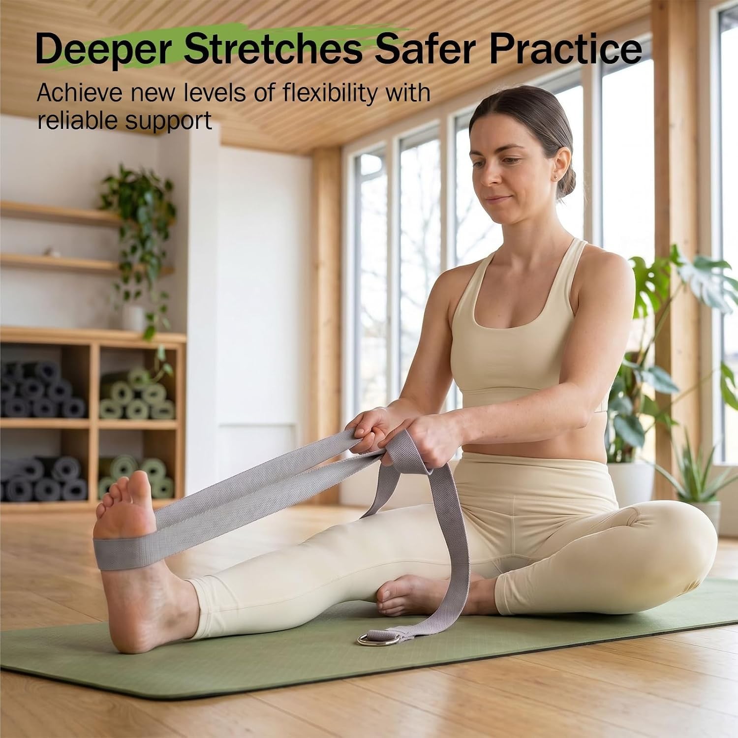 Yoga Strap for Stretching,Cotton Yoga Strap with Adjustable D-Ring Buckle,Non…