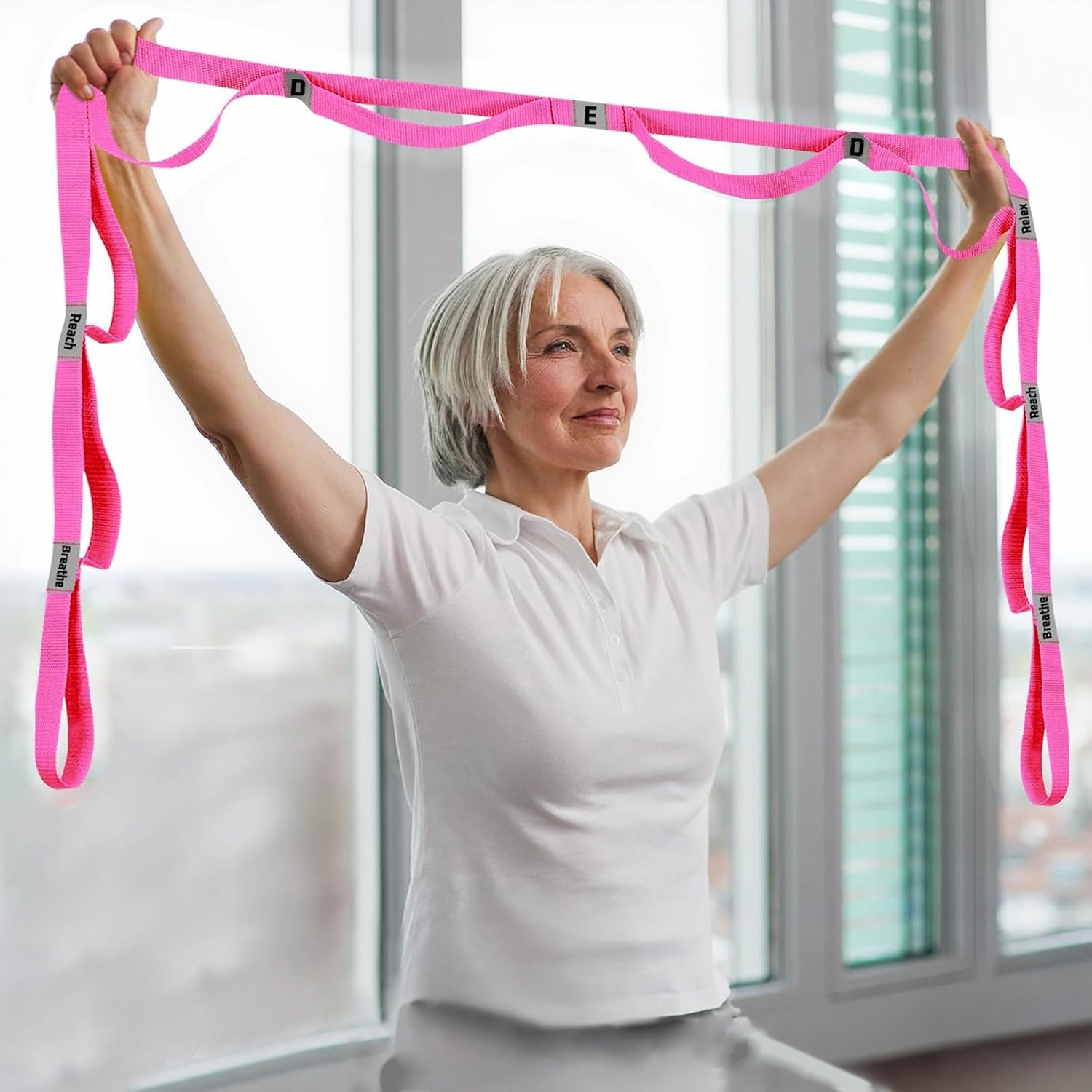 Stretching Strap Yoga Strap with 10 Loops, Non-Elastic Stretch Band for Physical