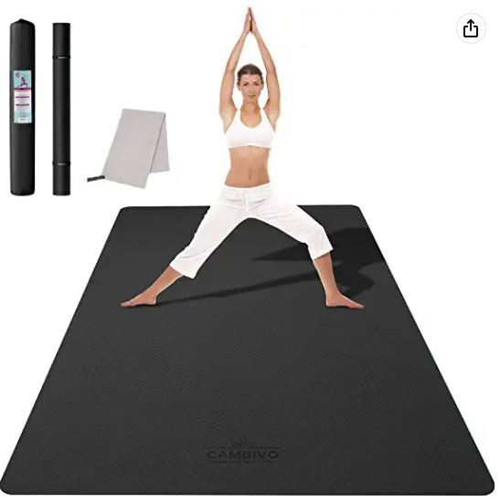 New Large Yoga Mat (72&Prime;x 48&Prime;), Extra Wide Workout Mat 1/4 Thick, Black