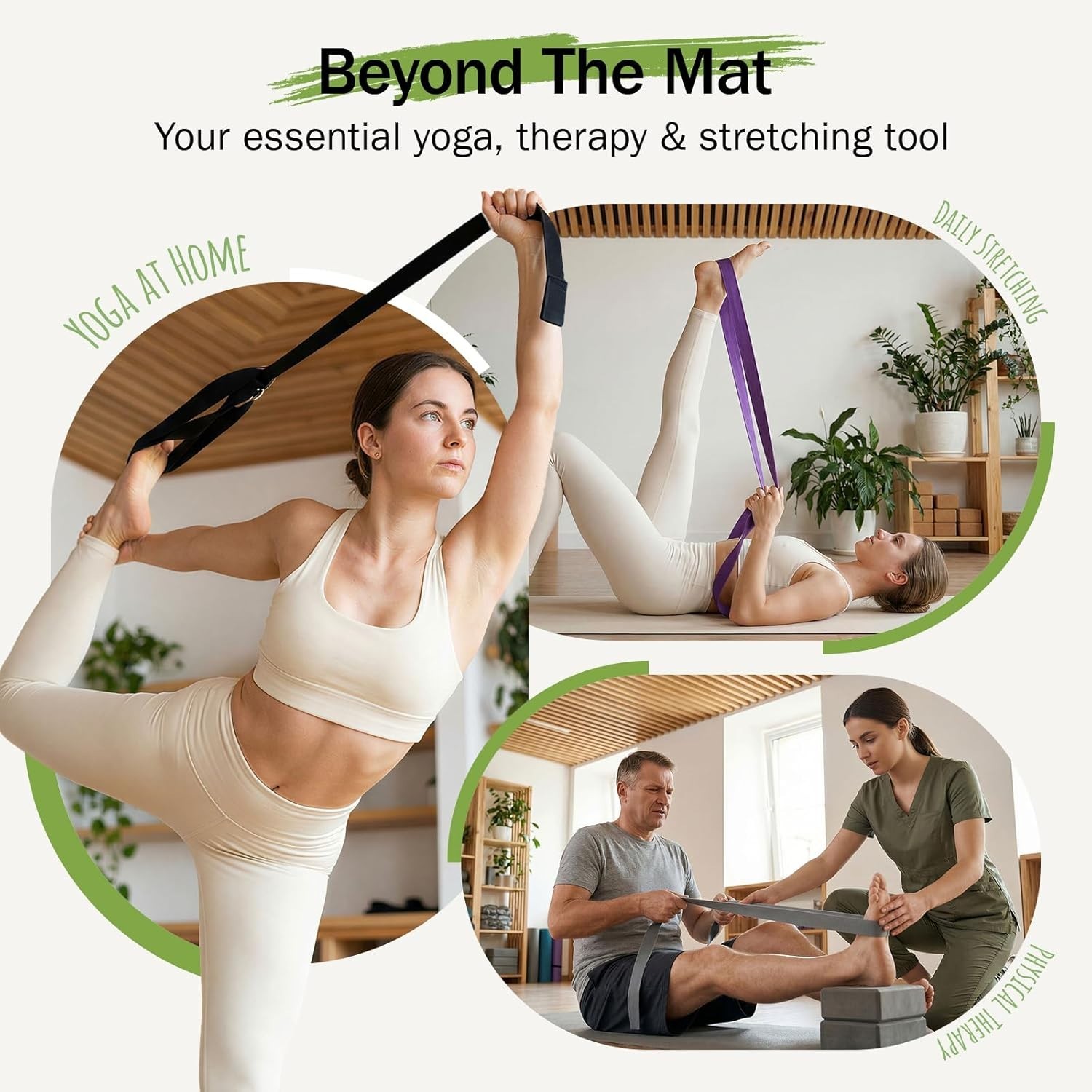Yoga Strap for Stretching,Cotton Yoga Strap with Adjustable D-Ring Buckle,Non…