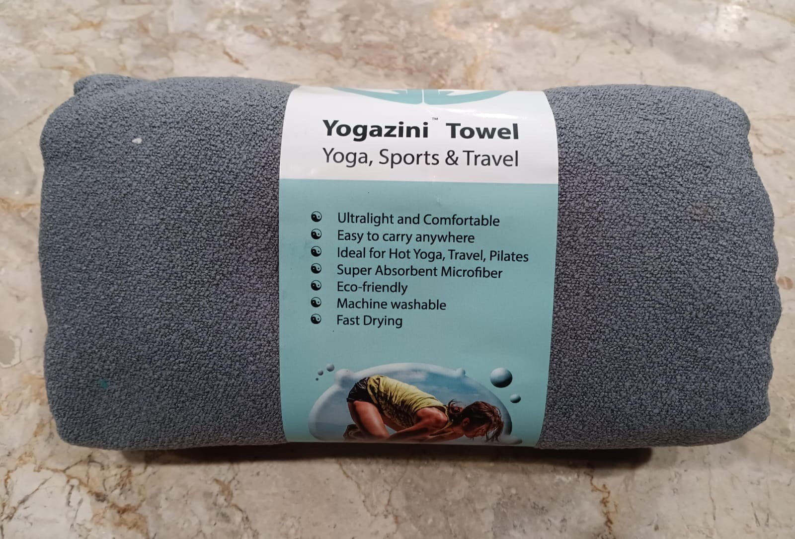 Yogazini Hot Yoga Towel, Non Slip, Super Absorbent, Plush Microfiber Yoga Mat