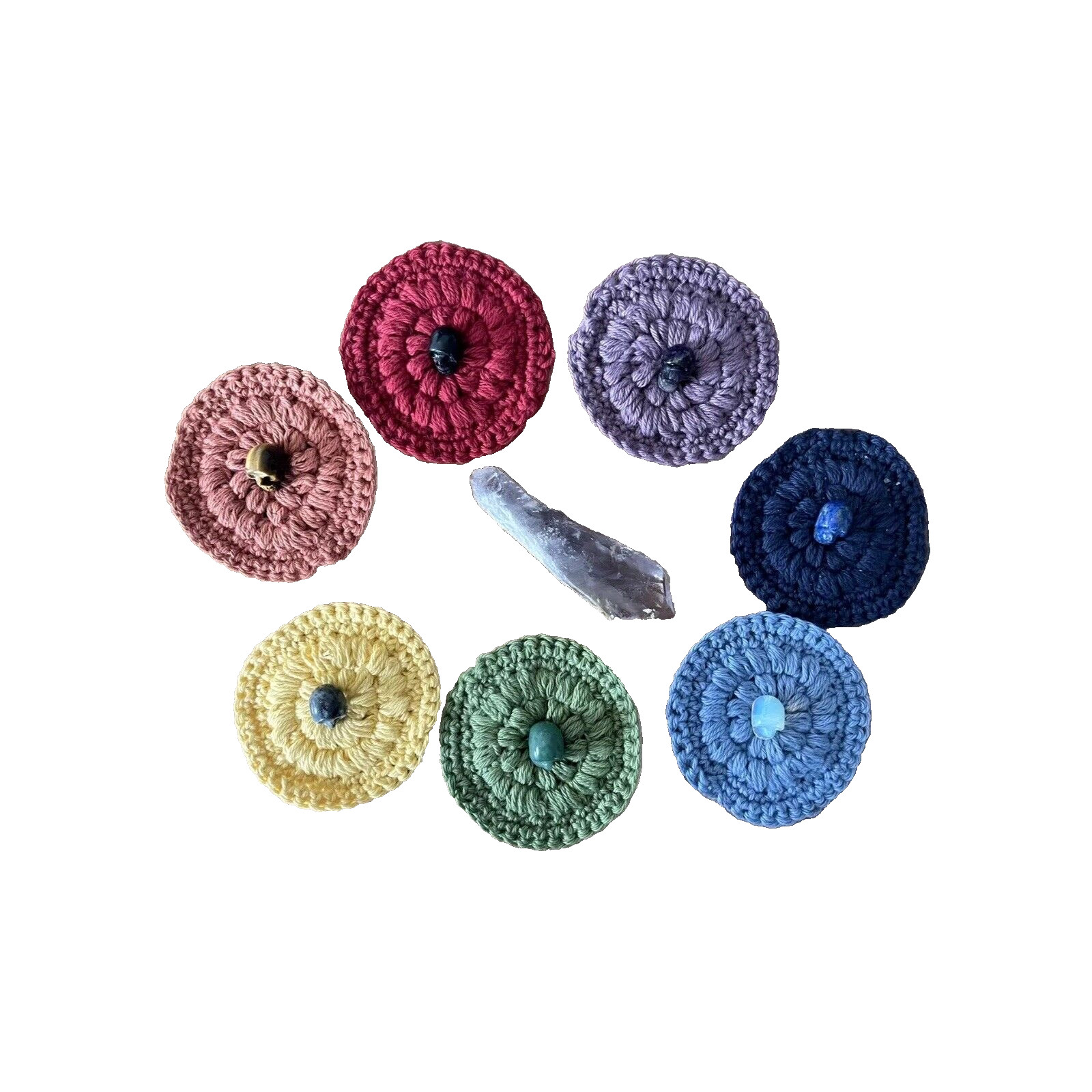 7 Piece Crochet Chakra Mediation Set – Yoga Energy Centers – 100% Cotton