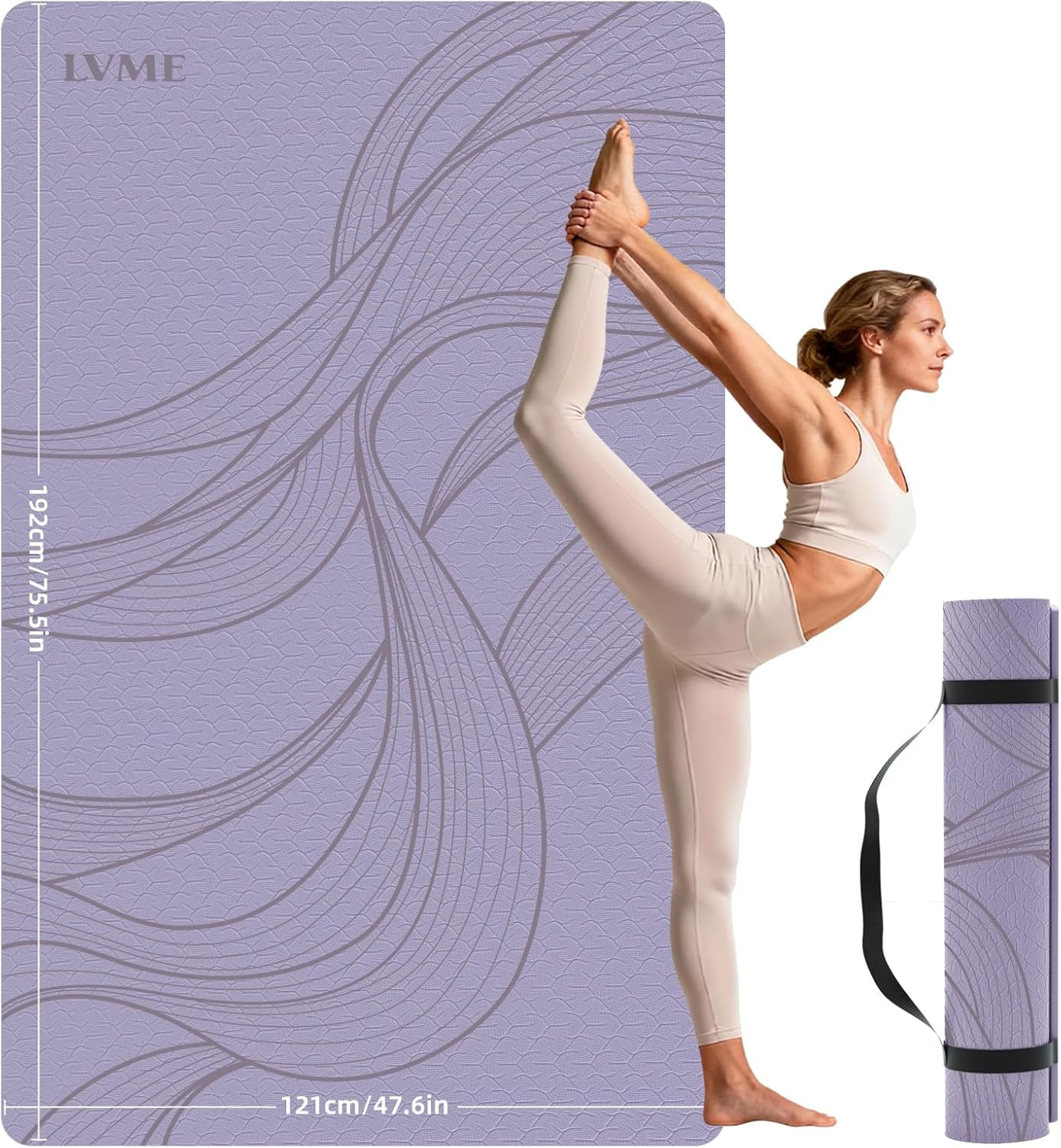 Extra Thick Non-Slip Yoga Mat 75.5&Prime;X47.6&Prime; | 10mm TPE for Home Workouts