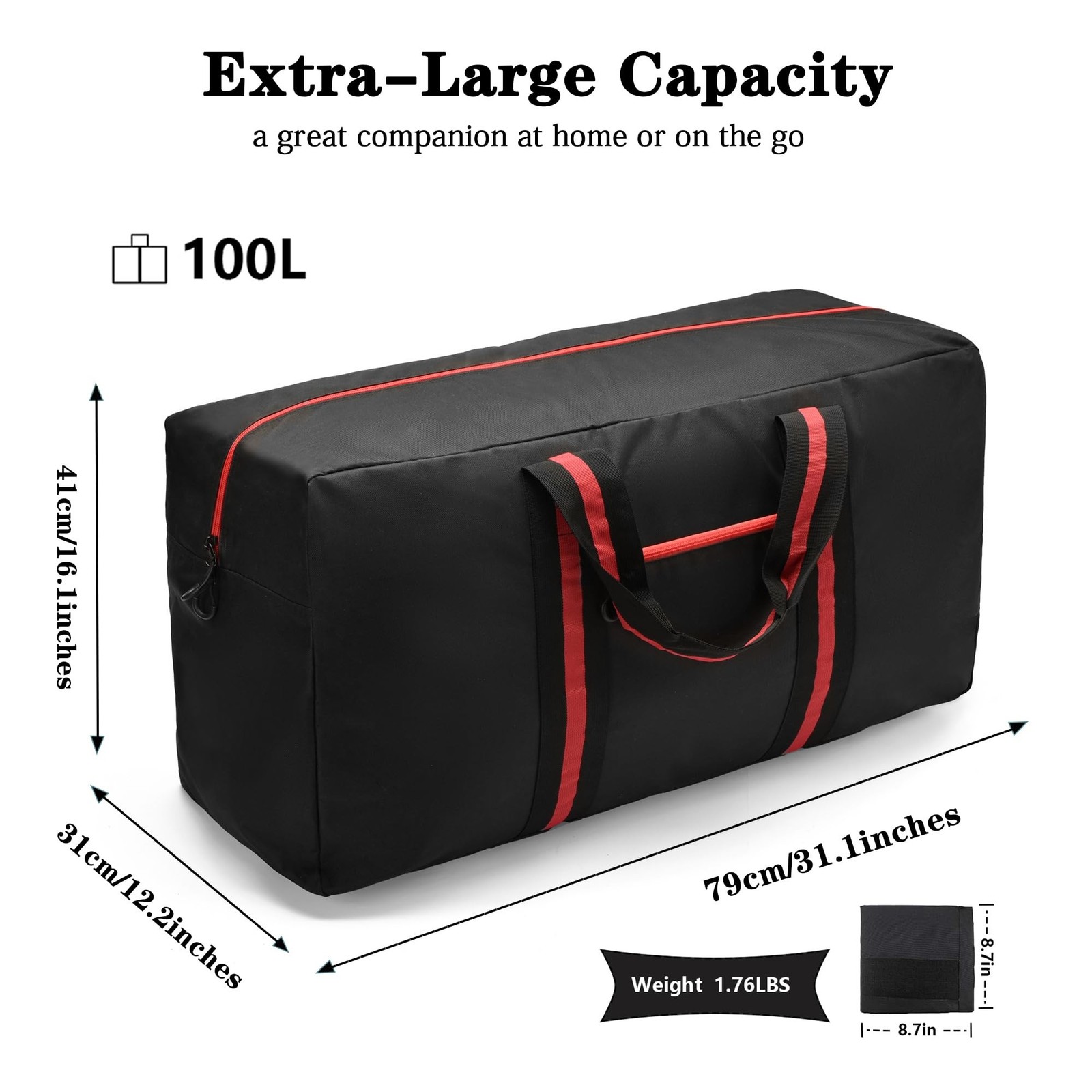 100L Large Duffle Bag for Travel 31.1” Diffle Bag – Overnight Weekender Ca