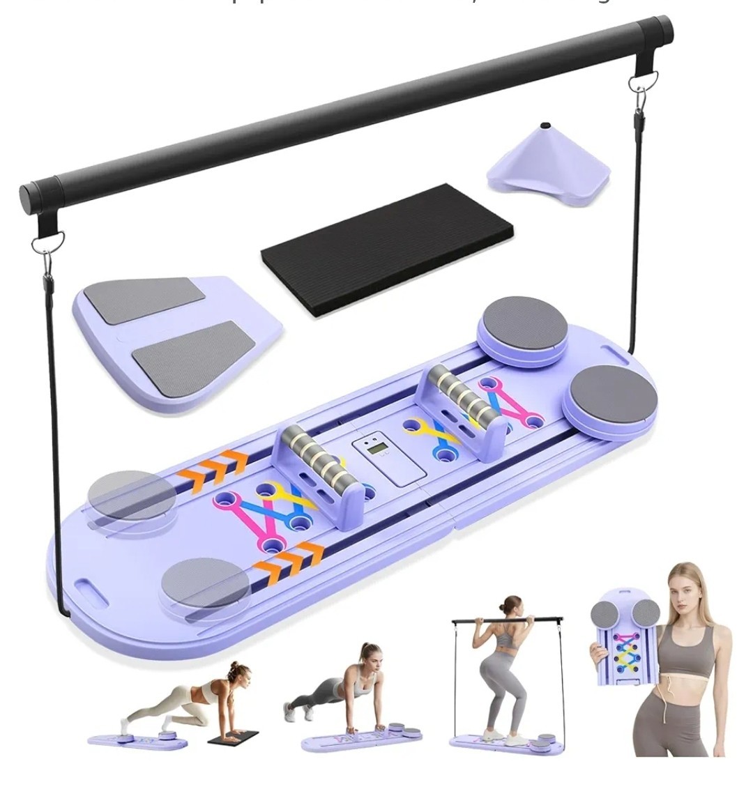 Pilates Board, 6 in 1 Pilates Reformer Sets, Foldable Portable Abdominal Board,