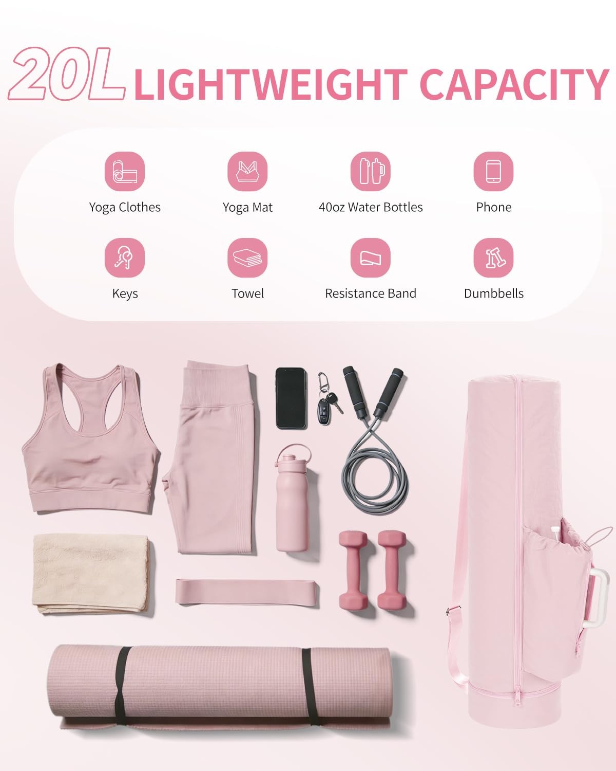 Puffy Yoga Mat Bag Yoga Gym Bags for Women Men, Full-Zip Pilates Bag with Wet…