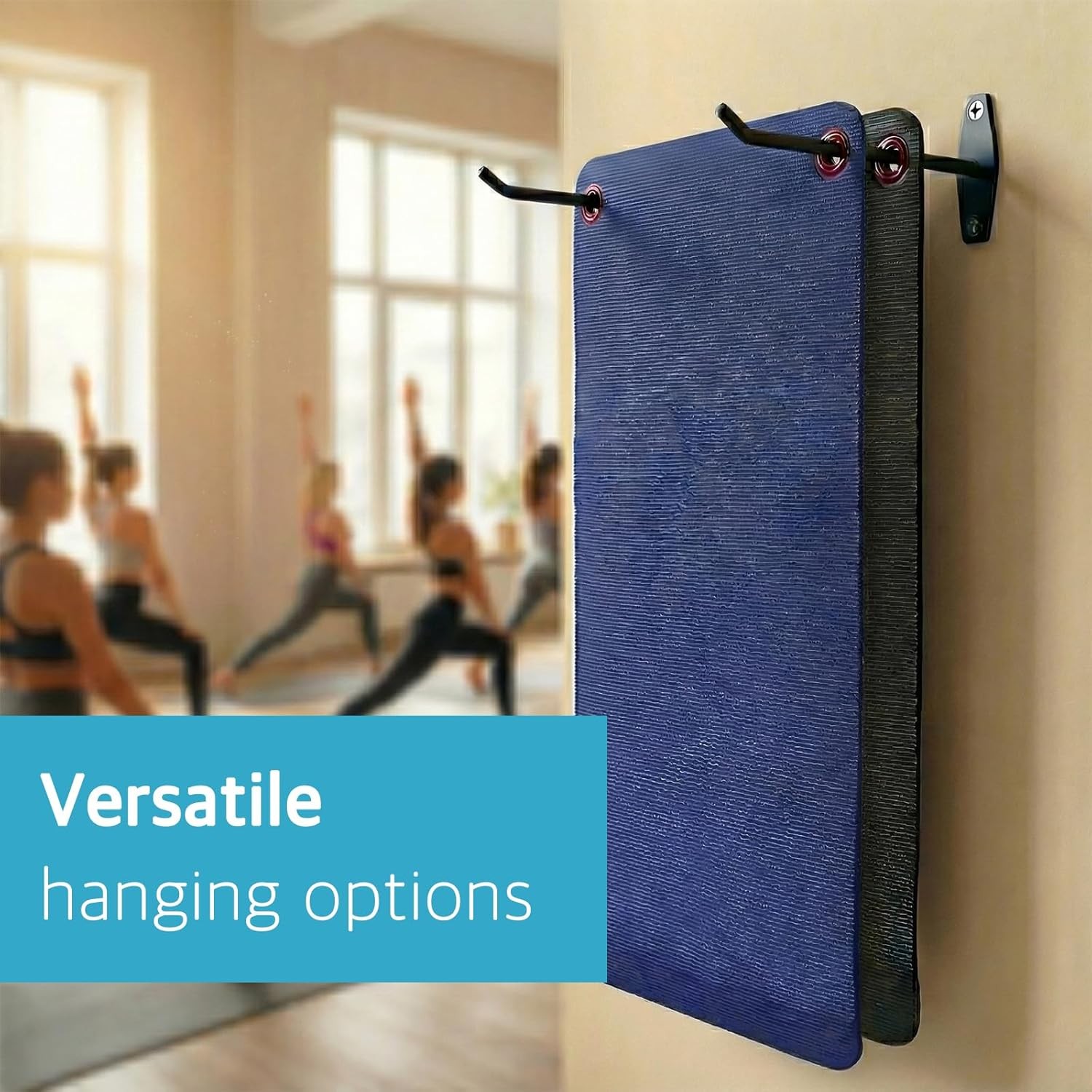 Yoga Mat Holder Wall Mount: Hanging Exercise Mat Rack – 2 Pack Heavy Duty