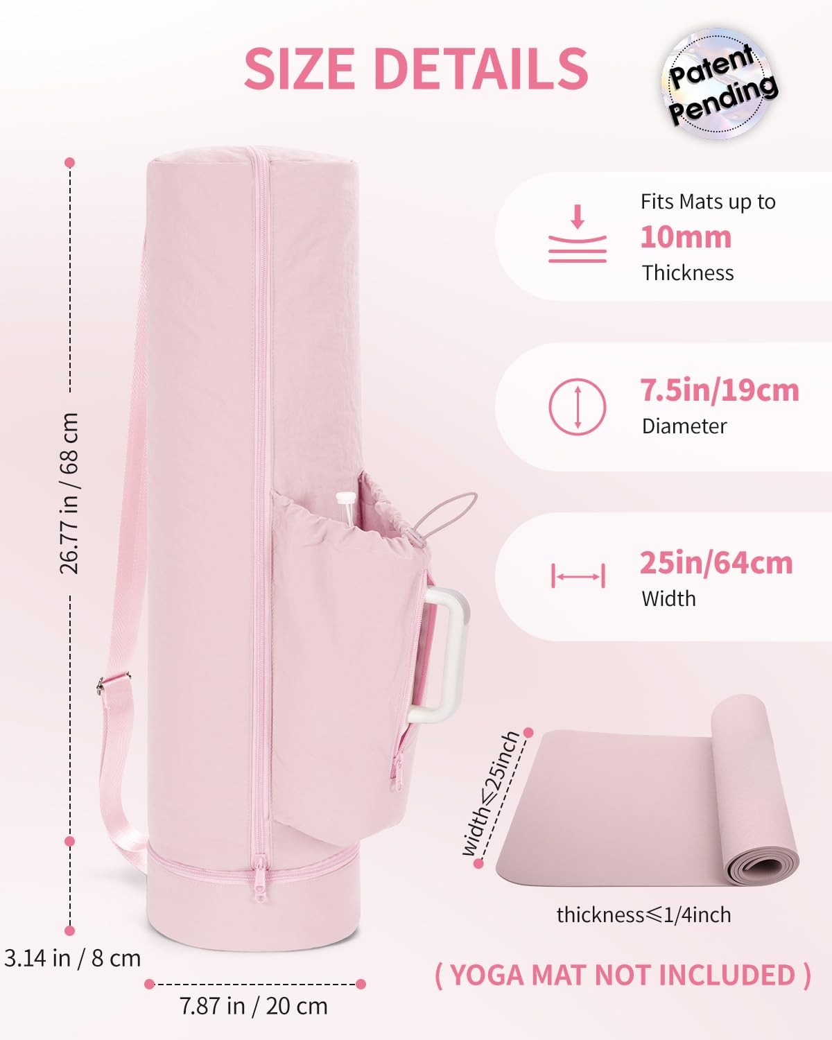 Puffy Yoga Mat Bag Yoga Gym Bags for Women Men, Full-Zip Pilates Bag with Wet…