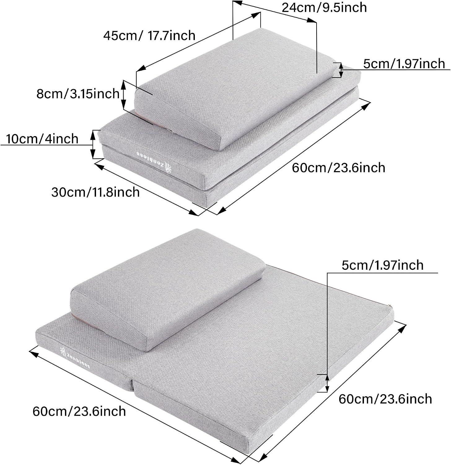 Zafu & Zabuton Meditation Cushion Set – Large Yoga Floor Pillow & Mat 23.6