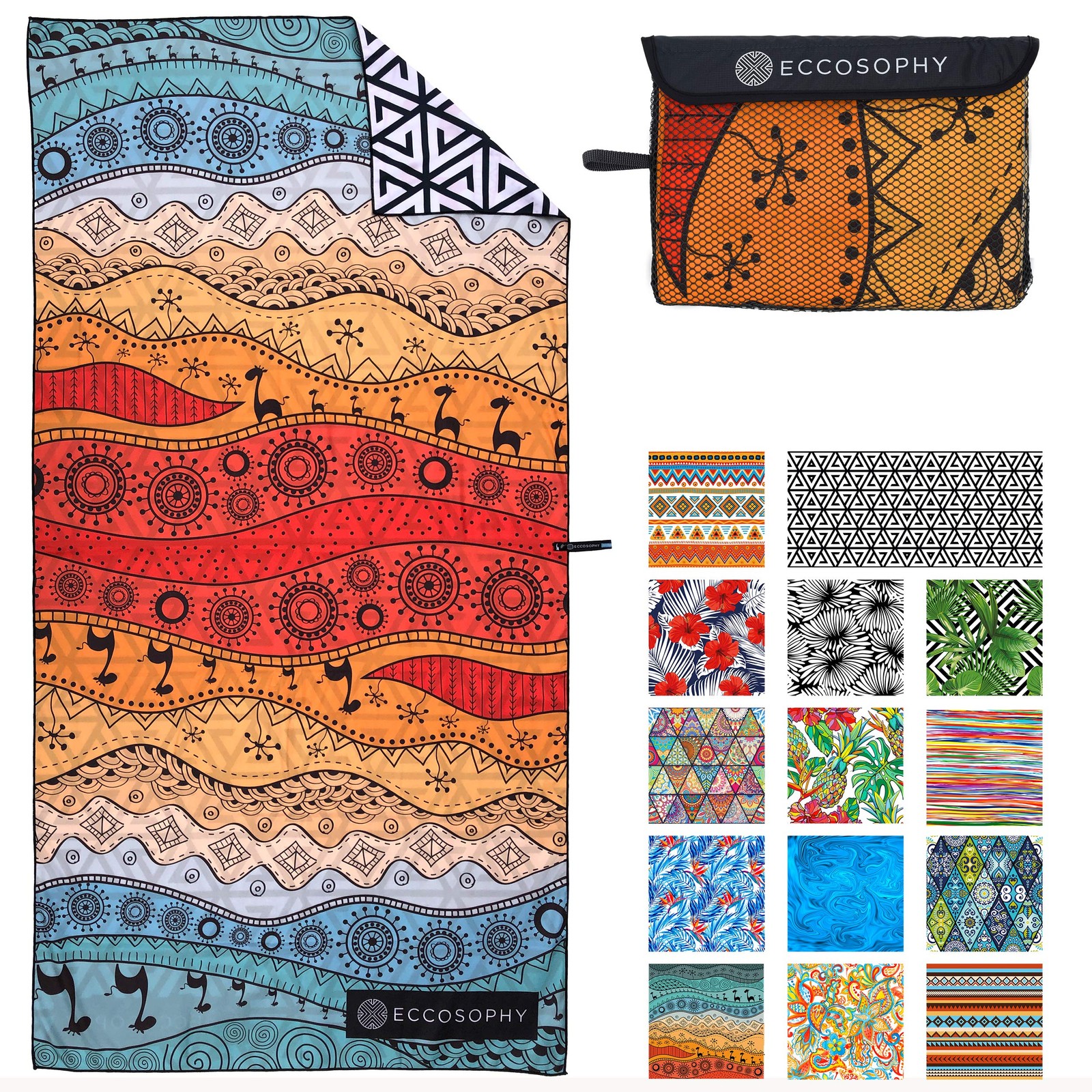 ECCOSOPHY Microfiber Beach Towel -Sand Free Towels are Quick Large, Marrakesh