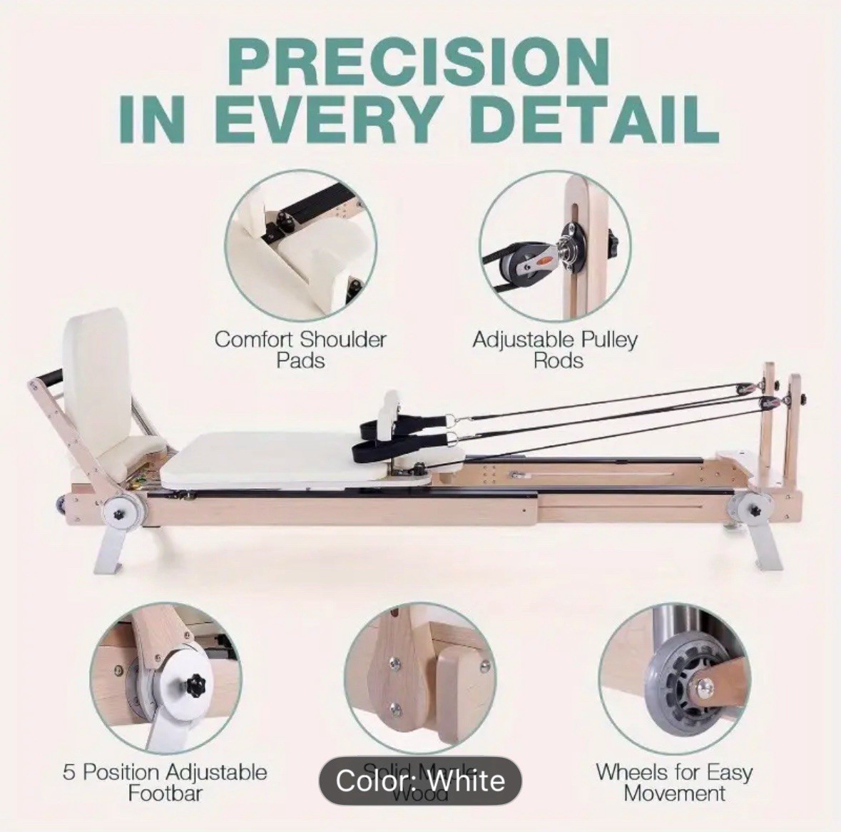 Pilates Reformer Studio Adjustable / Carbon Steel Springs. Ship To Puerto Rico