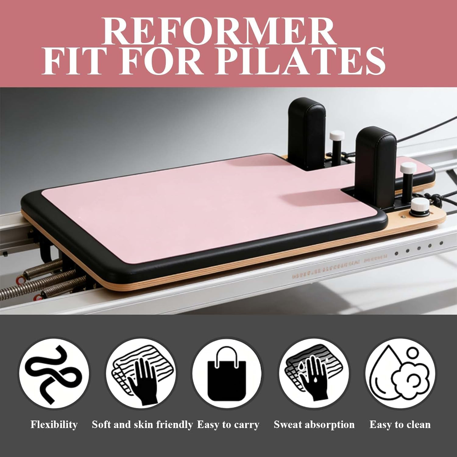 Non-Slip Pilates Reformer Mat Cover,0.8Mm Thick Pilate Reformer Machine Cover Ma