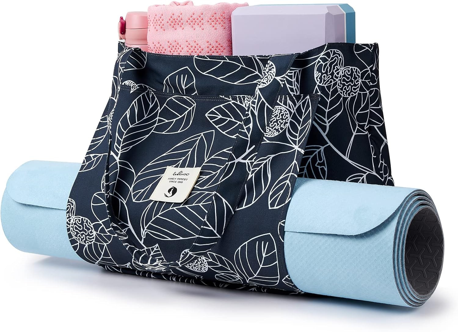 Yoga Mat Tote Bag Canvas Shoulder Carryall for Women Gym Travel Beach