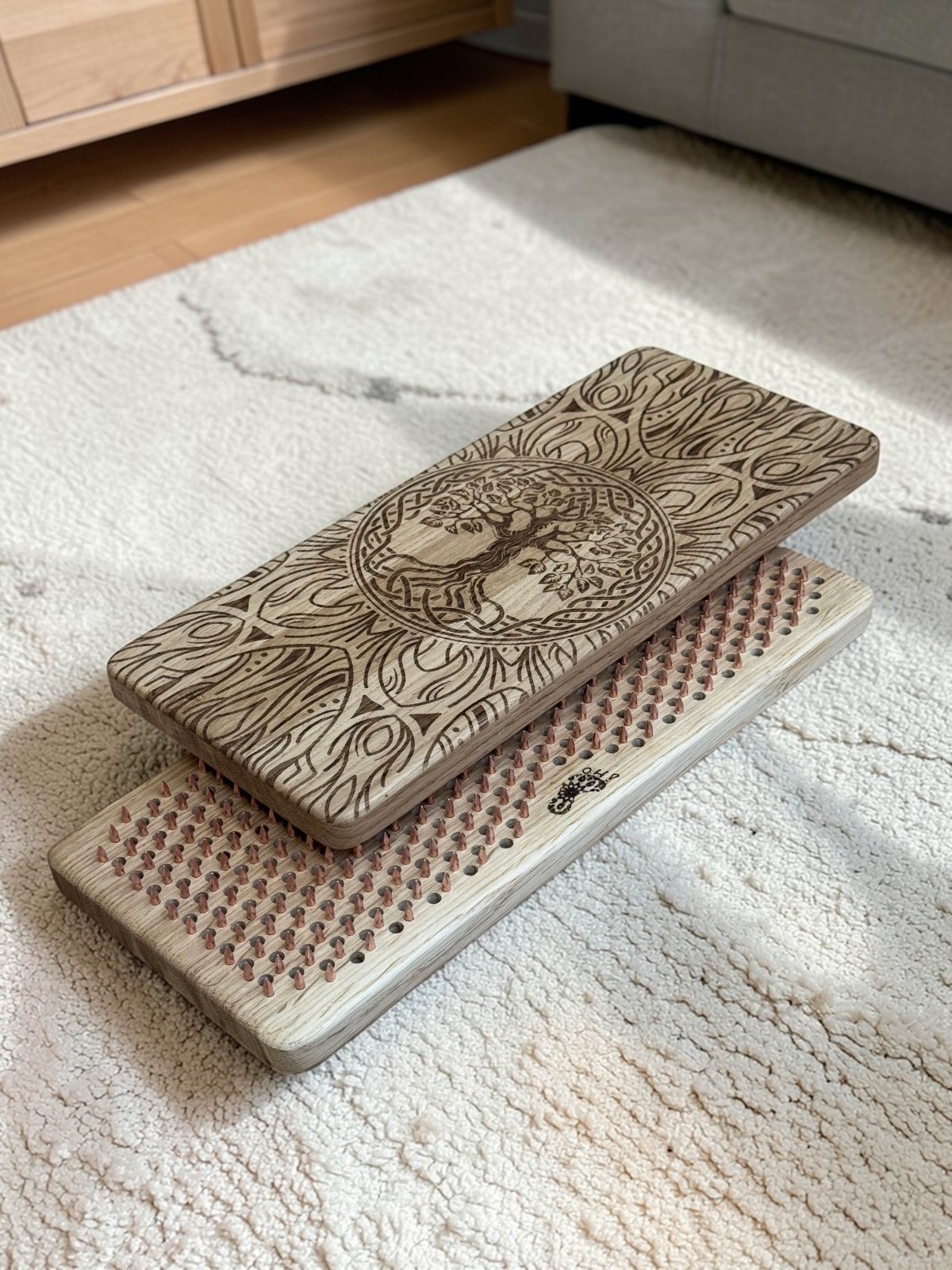 Sadhu board nails from 100% ash wood for yoga meditation, 0.39in, »Tree of Life « 