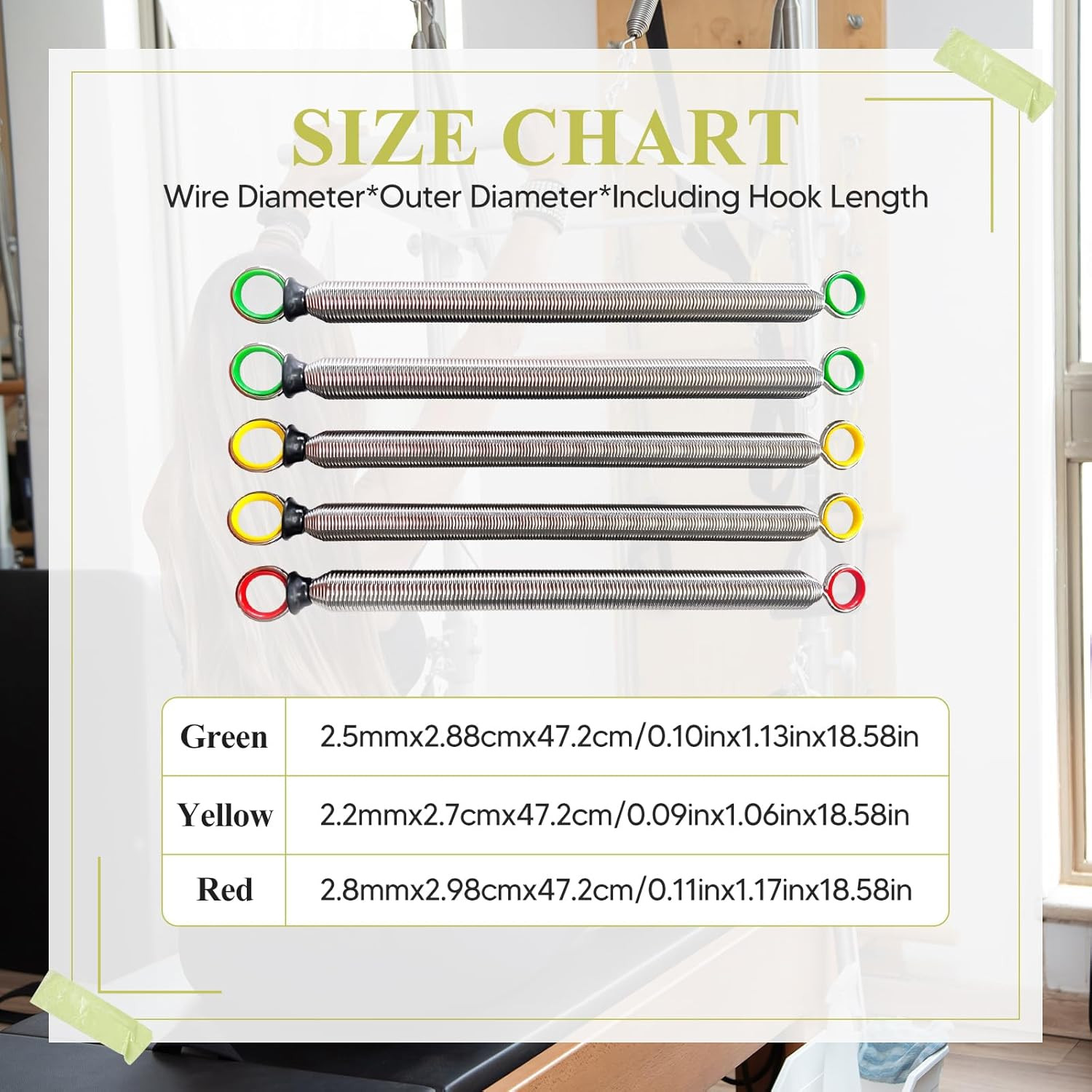 5-Pack Pilates Reformer Tension Springs – Durable Steel Accessories