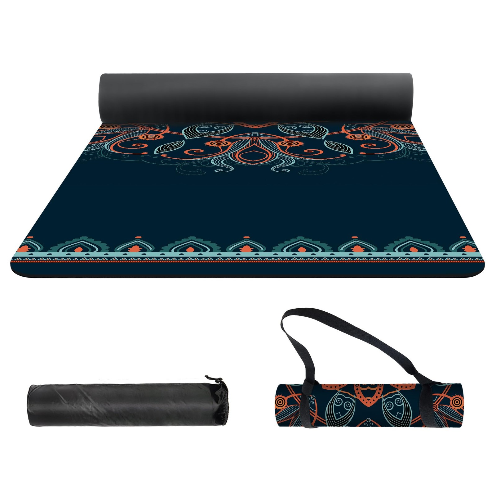 Extra Thick TPE Yoga Mat 6mm Non Slip 72×24 inch with Printed Poses Bag