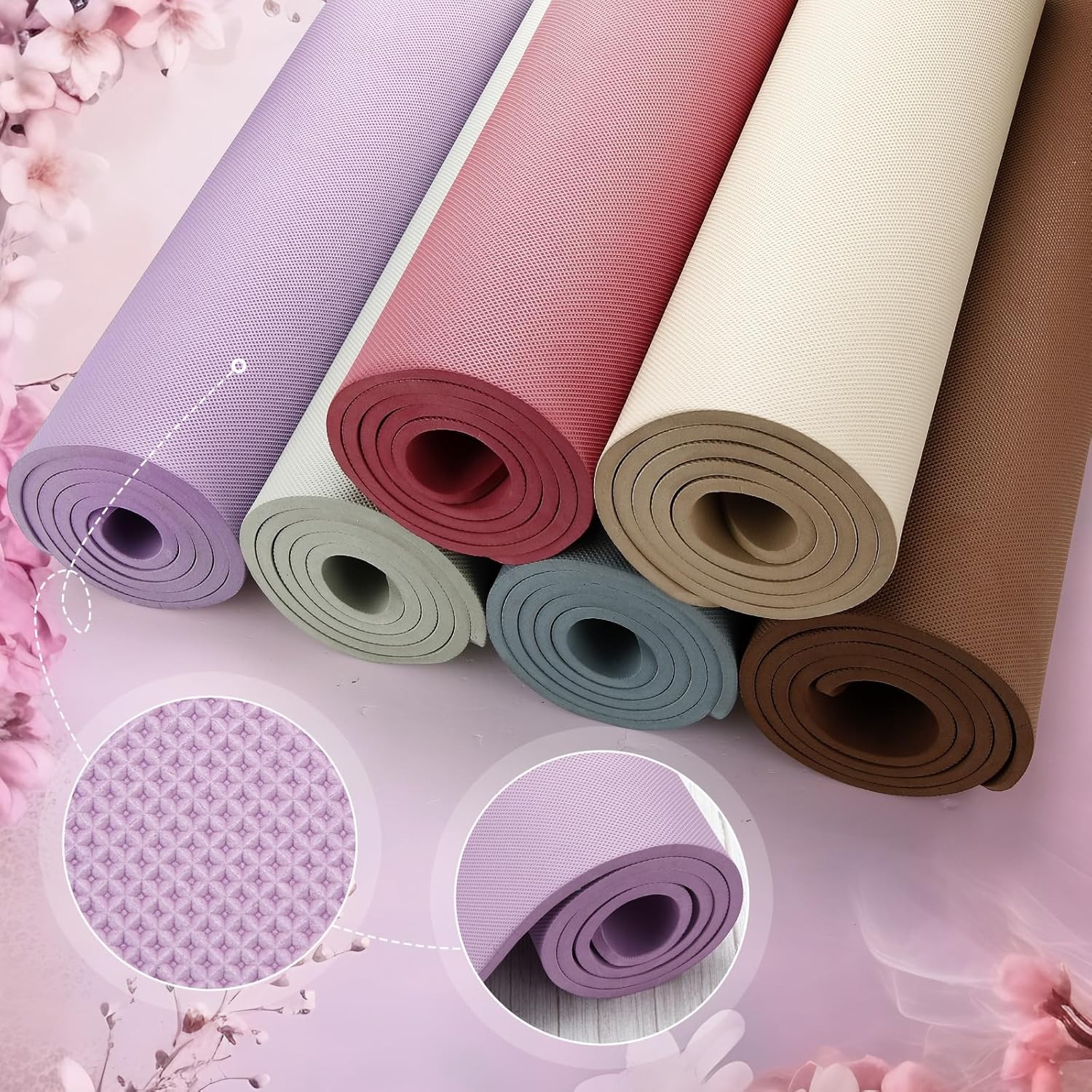 6 Pcs 10mm Thick Yoga Mat Bulk 68 x 24 Inches Anti-slip Tear-resistant Exercise