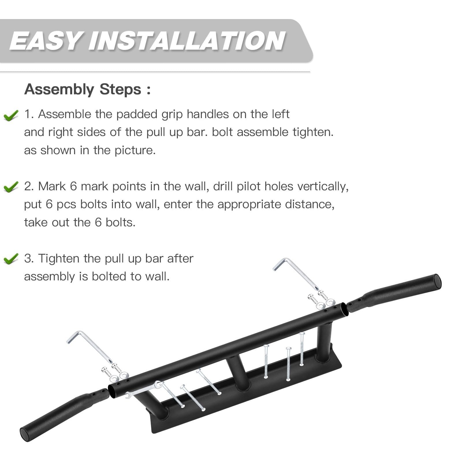 ATENTO Pull Up Bar, Chin Up Bars Ceiling Mount, Workout for Home Gym, Beam, C…