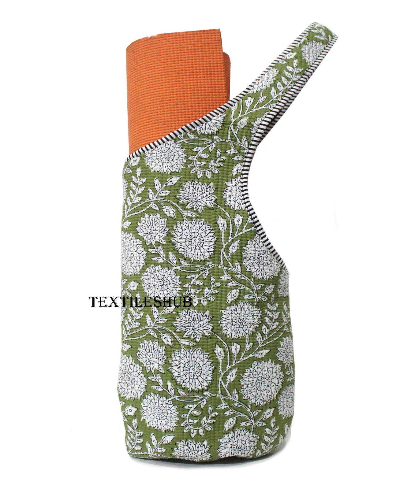 Yoga Mat Bag Handmade Cotton Quilted Floral Print Sling Carry Shoulder Bag
