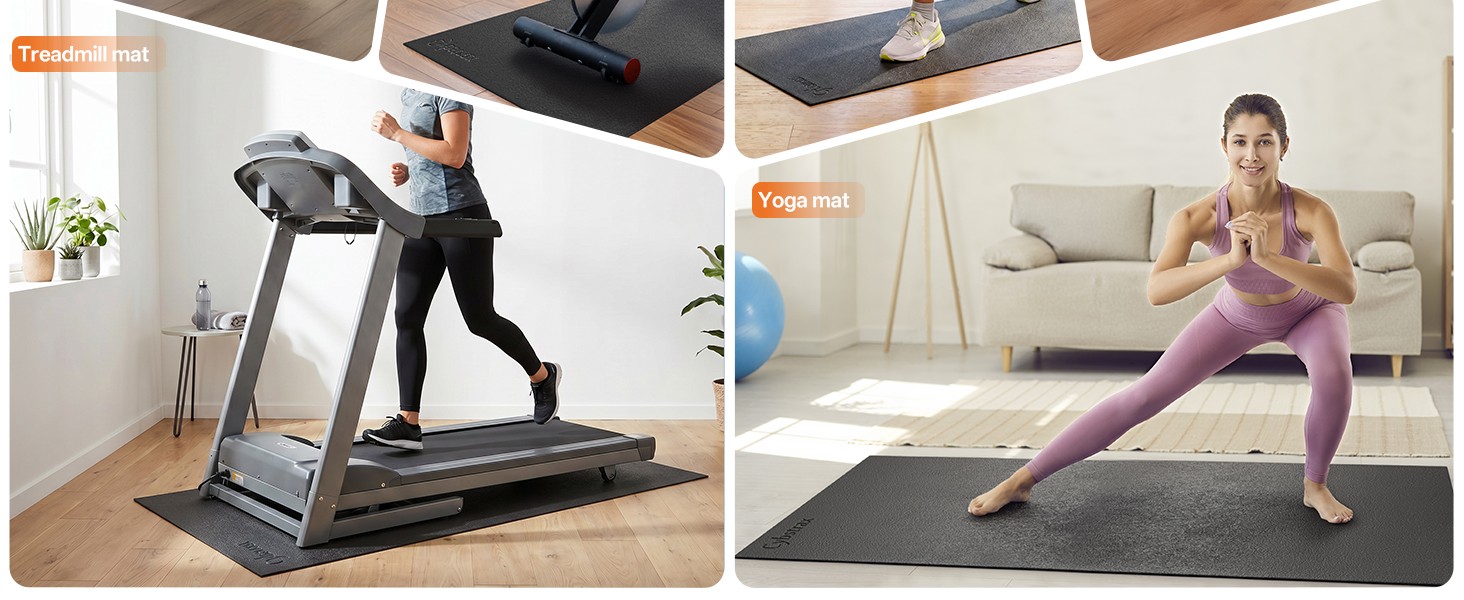 Treadmill Mat, Bike Trainer Mat for Stationary Spin Bike, 72&Prime; x 48&Prime; Non Slip