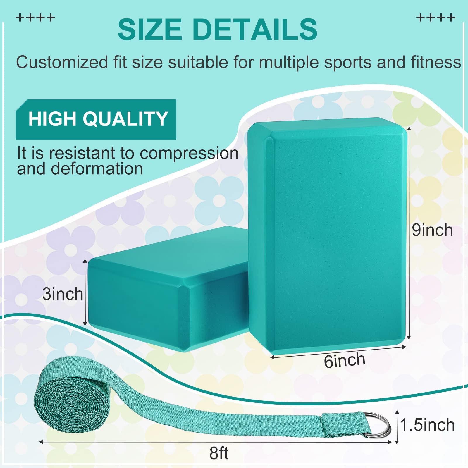 18 Pcs Yoga Blocks and Strap Set Include 12 EVA Foam Yoga Blocks Bulk 9&Prime;x6&Prime;x3…