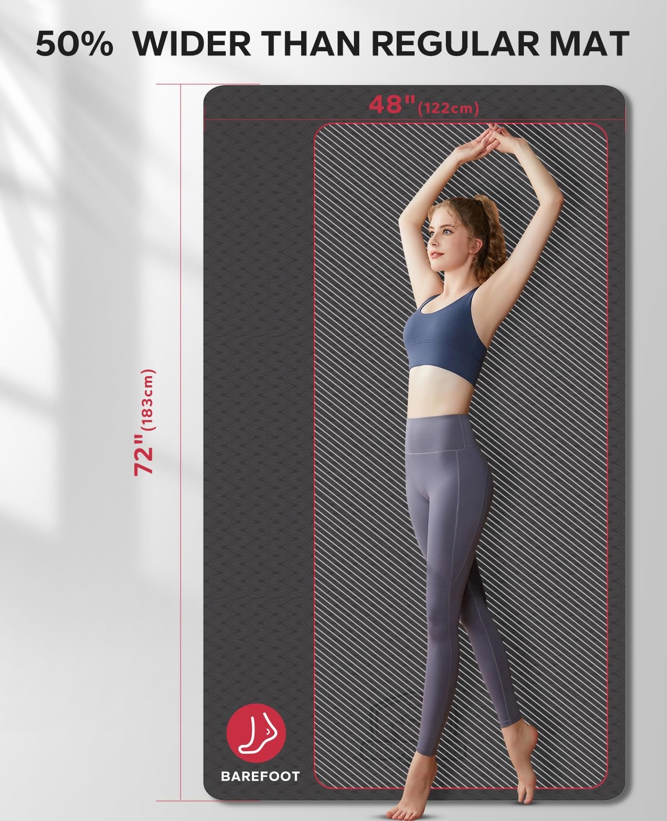 Extra Large Yoga Mat 72&Prime;x48&Prime;x6mm 1/4 inch, NonSlip, Durable, EcoFriendly, Th…