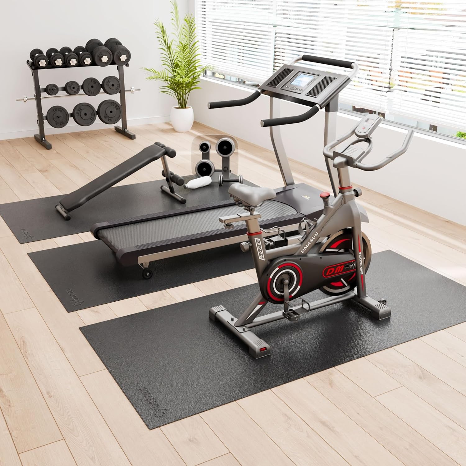 Treadmill Mat, Bike Trainer Mat for Stationary Spin Bike, 72&Prime; x 48&Prime; Non Slip