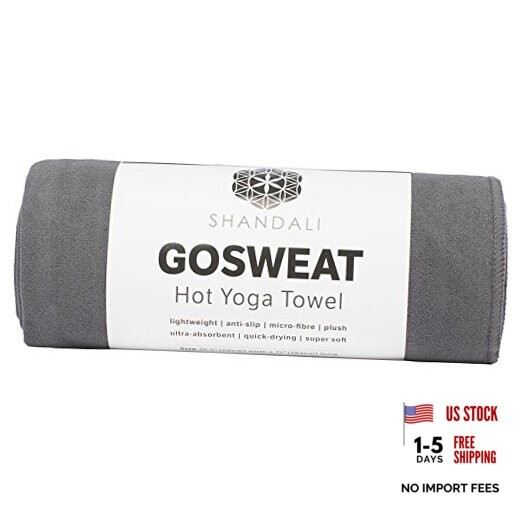 GoSweat Non-Slip Hot Yoga Towel with Super-Absorbent Soft 72.00&Prime; x 26.50&Prime; Gray