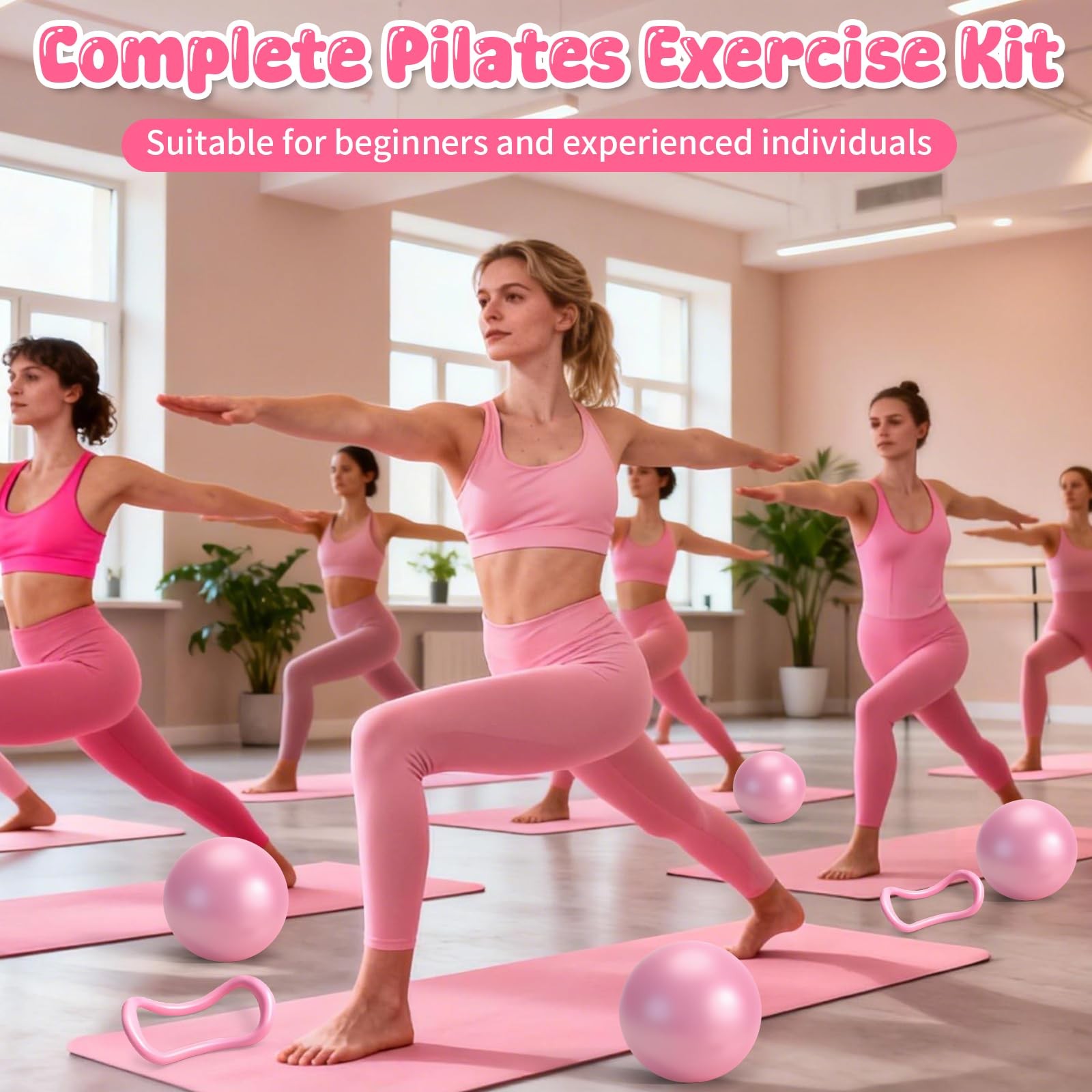 Pilates Equipment Kit for Home Workouts – 18pcs Set- 14 » Ring pink