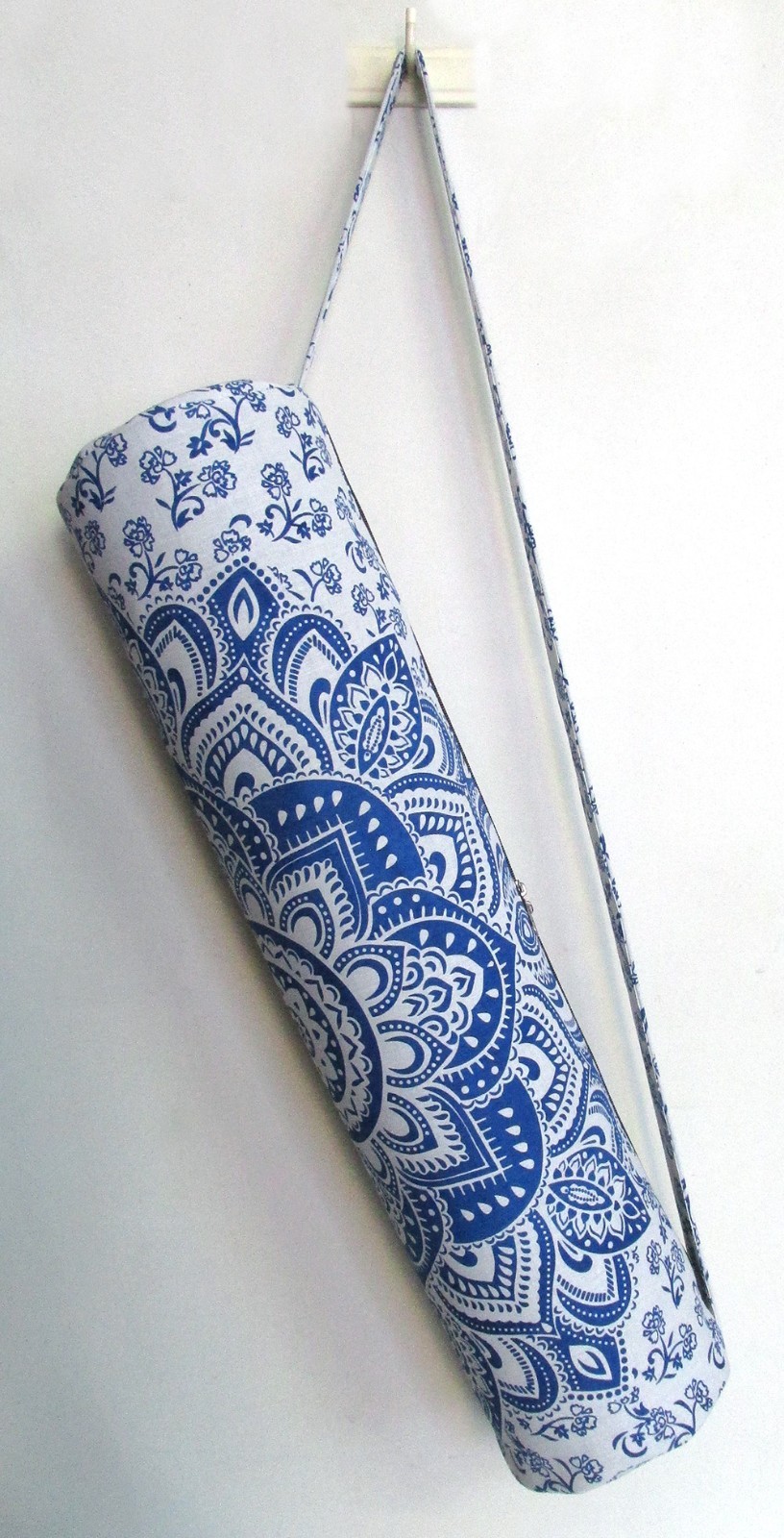 Blue Ombre Yoga Mat Carrier Bag Hippie Mandala Cotton Bag With Shoulder Strap US
