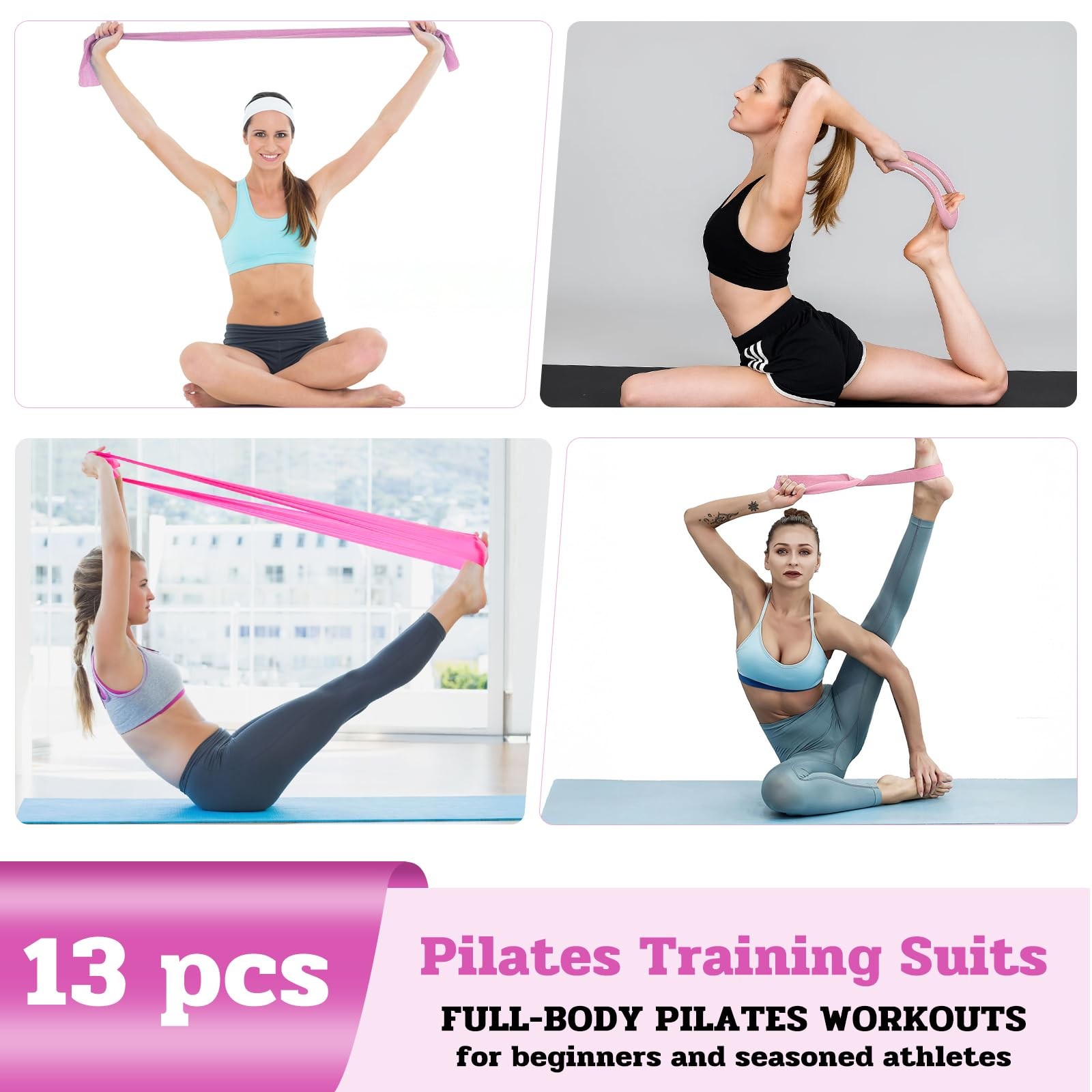 13 Piece Pilates Ring Set, Includes Pilates Ring, Yoga Ball, Fitness Band, Tension…