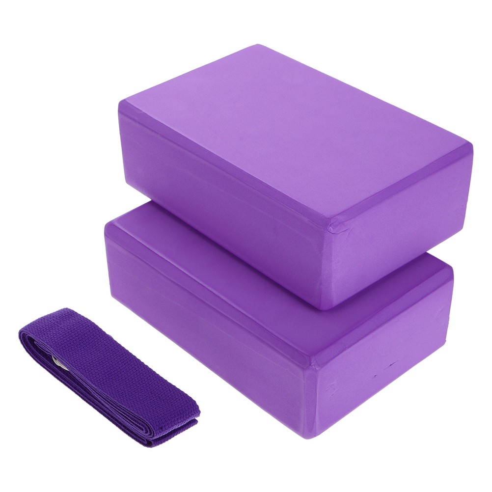 3Pcs Foam Yoga Blocks and Strap Set for Pilates and Yoga Posture Improvement