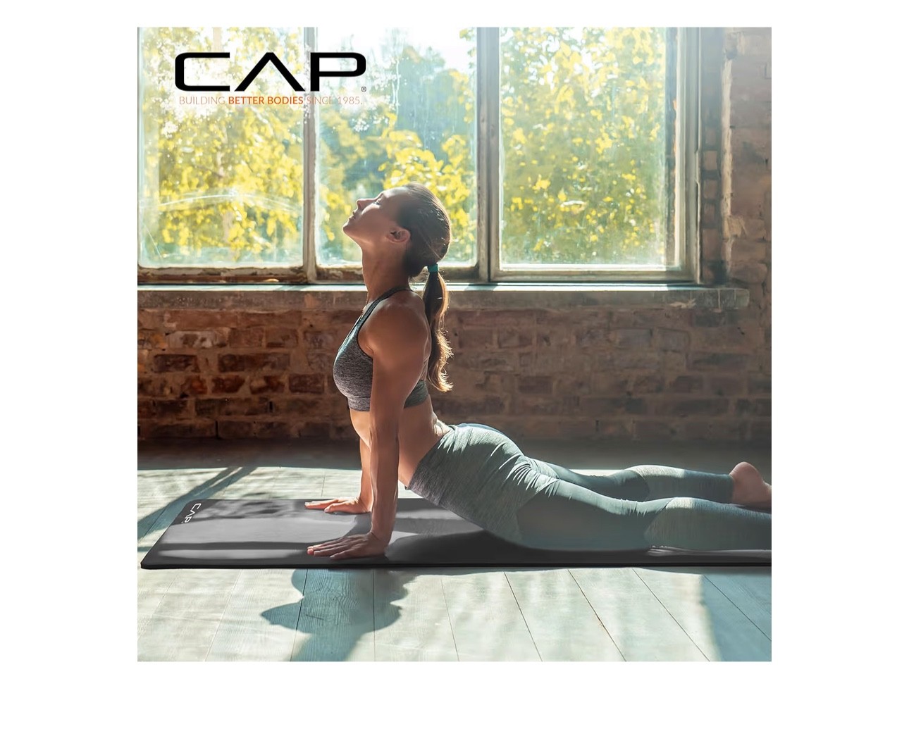CAP Barbell 1/2-Inch High Density Exercise Yoga Mat with Strap 68&Prime;x24&Prime;, Black