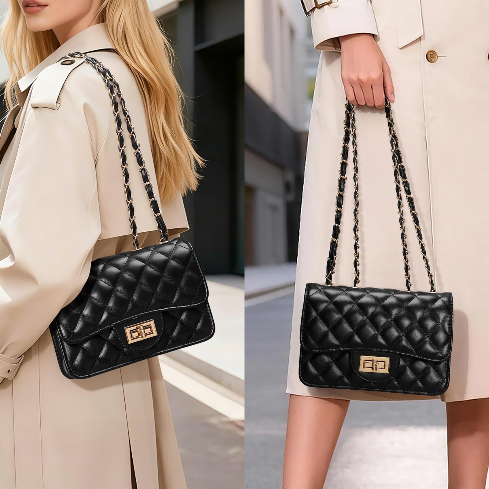 Small Quilted Crossbody Purse for Women Trendy Ladies Shoulder Bag PU Leather…