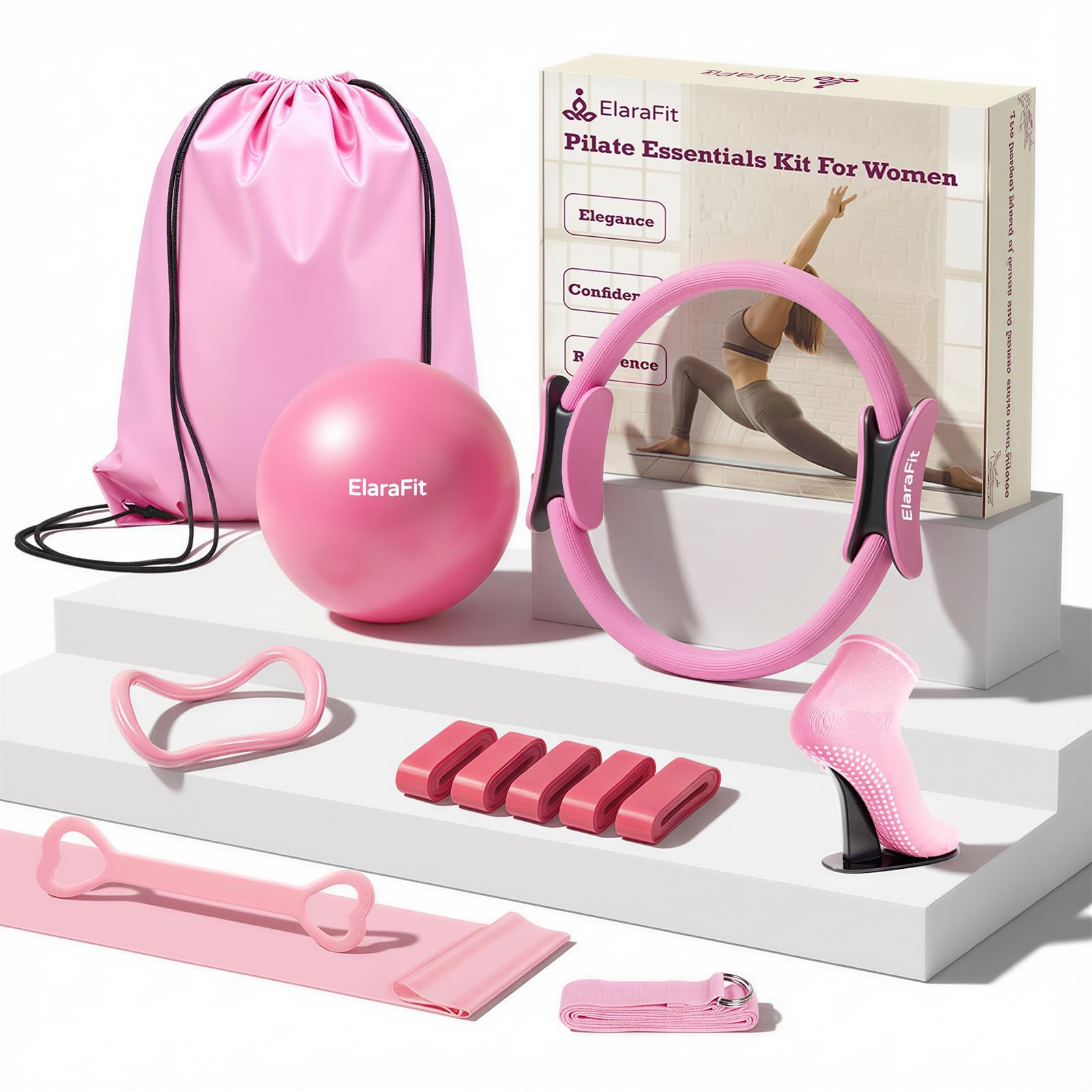 13 Piece Pilates Kit for Women, Home Pilates Ring and Ball Set with 5 Resista…