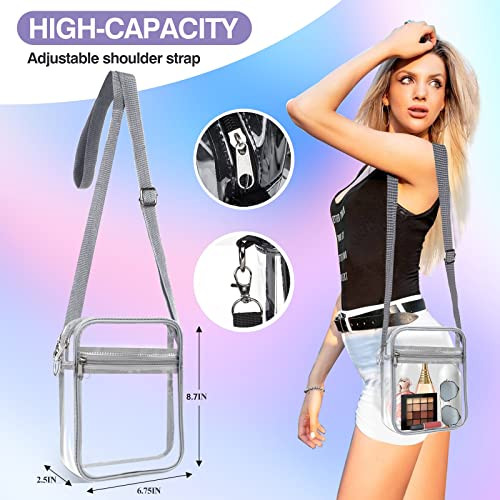 Clear Bag Stadium Approved,Clear Crossbody Purse Bag, with Adjustable Gray