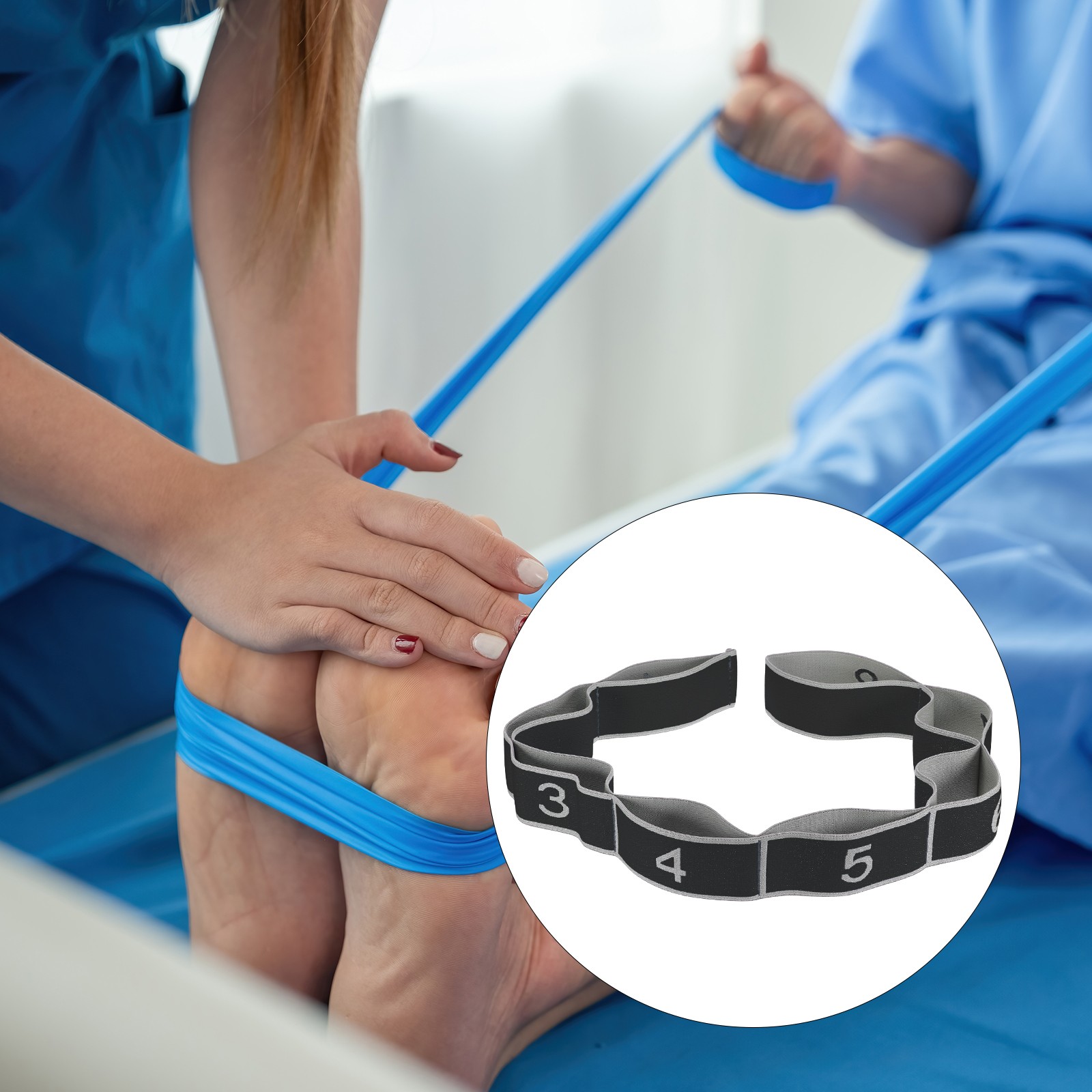 35.4 Inch 2 Pcs Exercise Bands Yoga Stretching Strap Latin Elastic Black/Gray