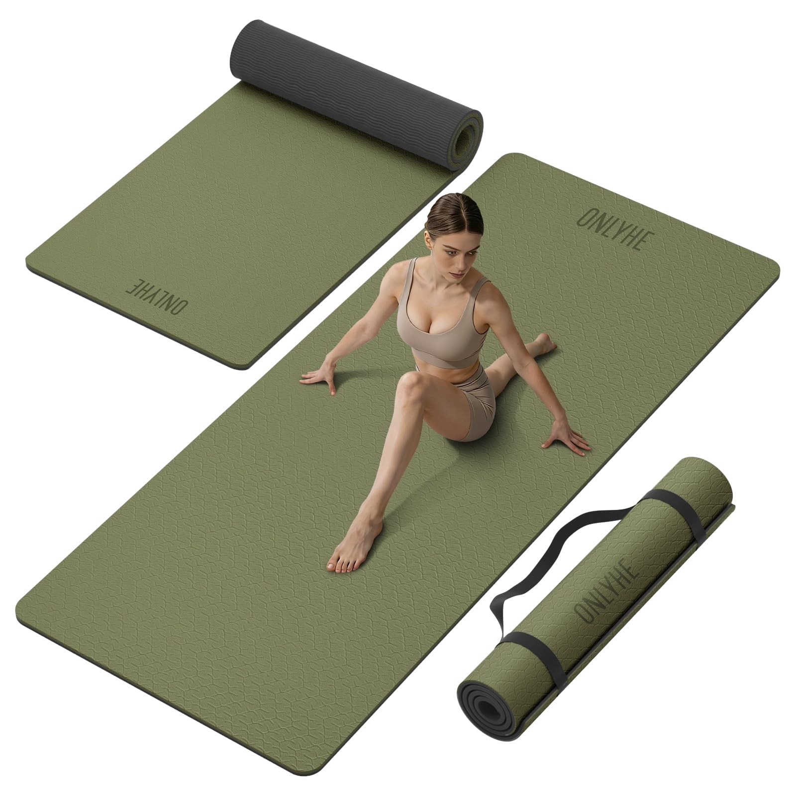 Yoga Mat Thick(10mm) Exercise Mat Non Slip Anti-tear,72&Prime;x35&Prime; Extra Large Pila…
