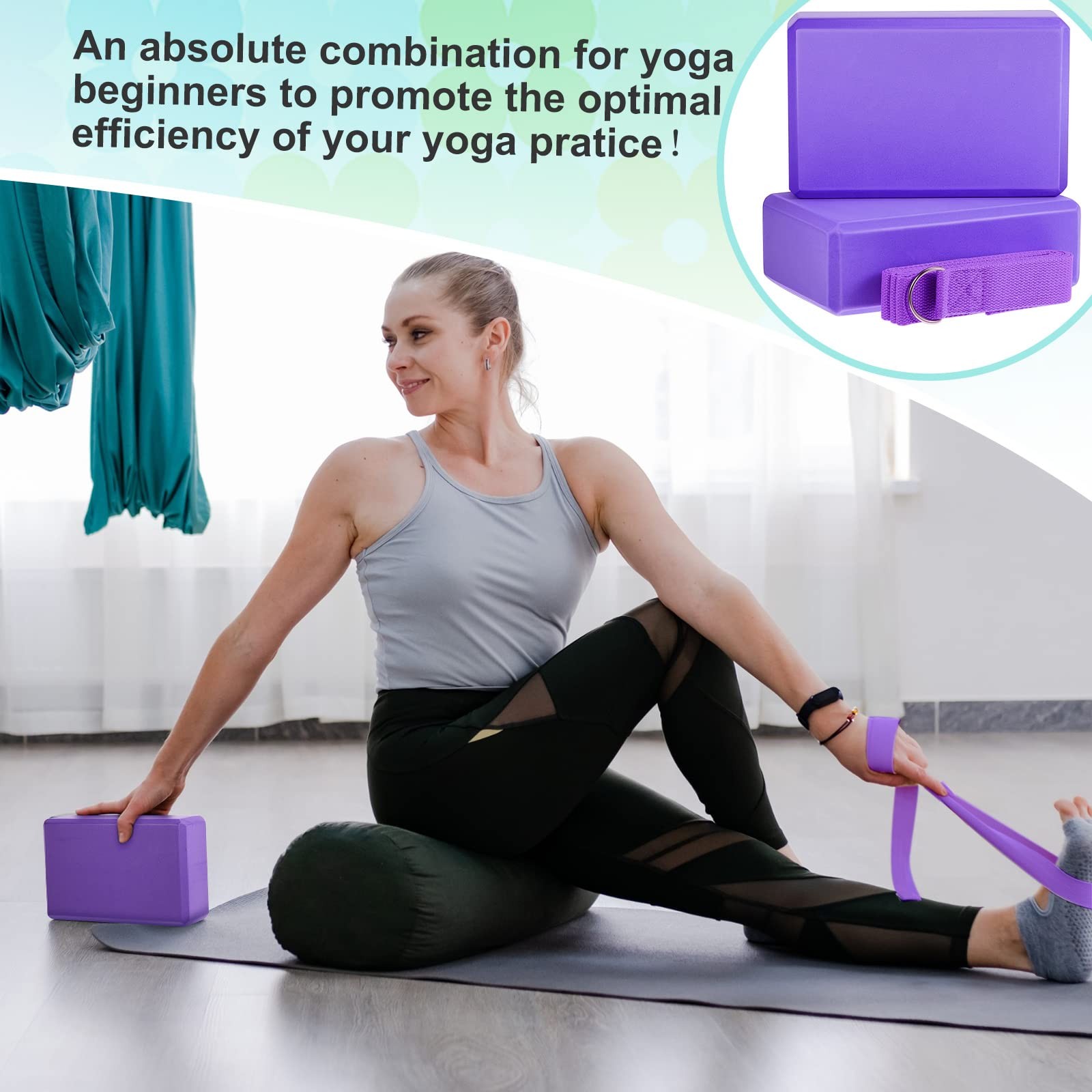 18 Pcs Yoga Blocks and Strap Set Include 12 EVA Foam Yoga Blocks Bulk 9&Prime;x6&Prime;x3…