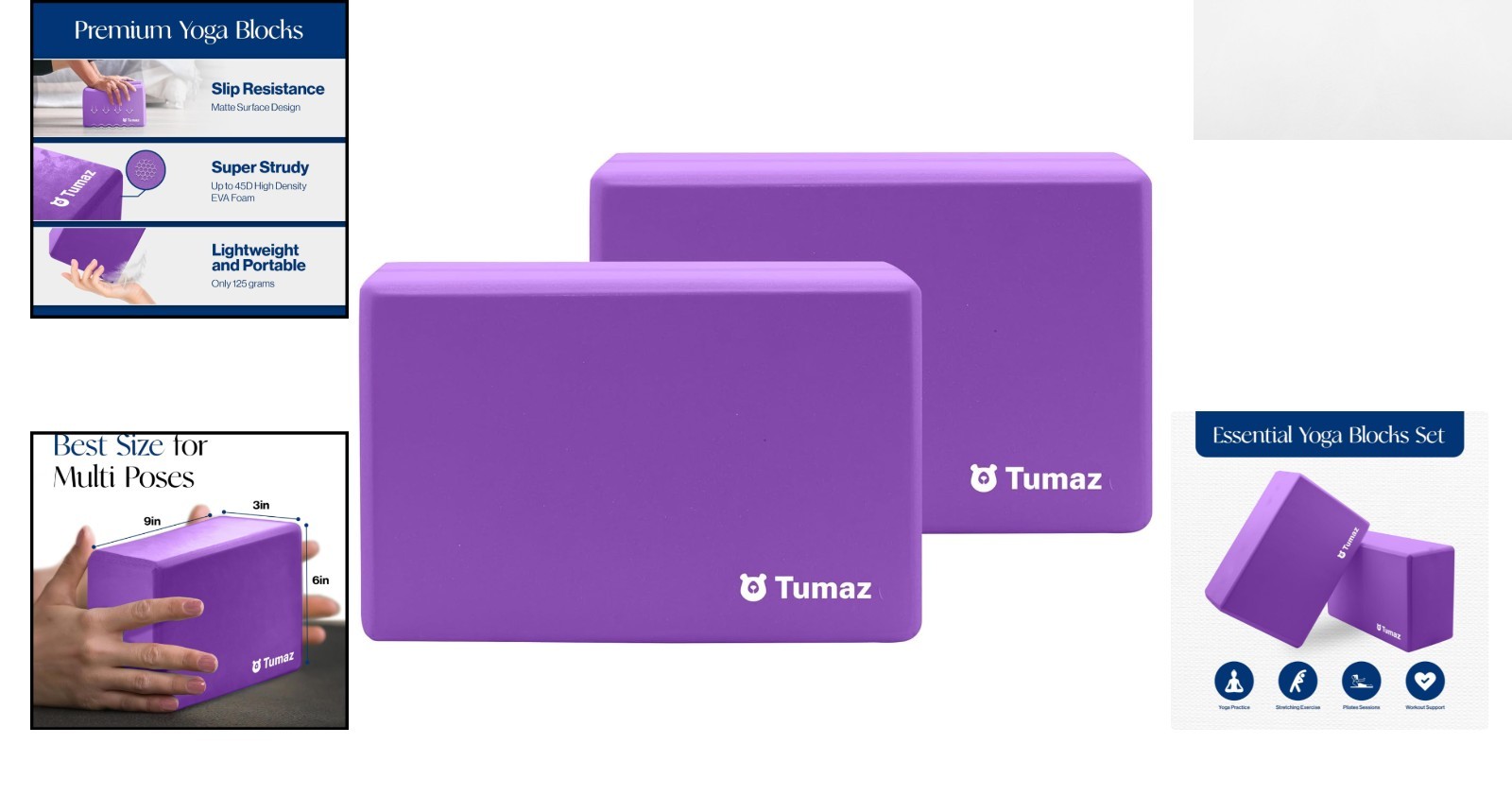 Lightweight Non-Slip Yoga Blocks Set – High Density EVA Foam, E-Book Included