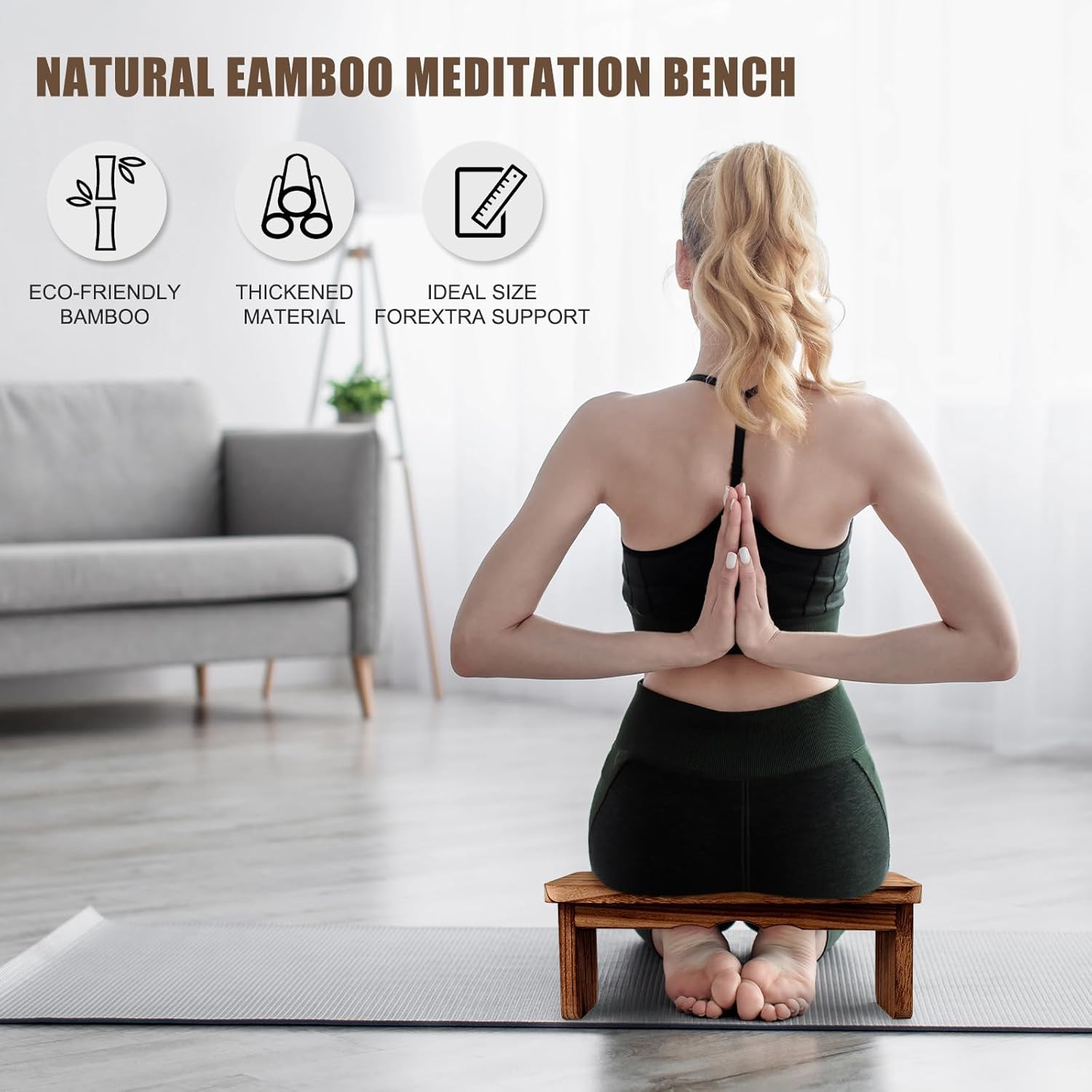 YERGOFE Folding Yoga Meditation Bench – Yoga Kneeling Bench for Adult, Wooden…