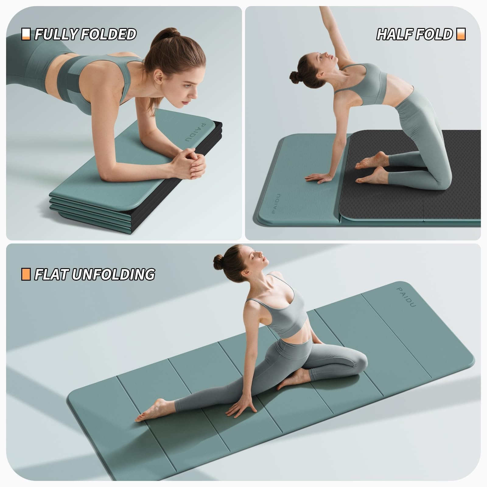PAIDU Foldable Fitness Yoga Mat | 2/5&Prime; (10MM) Extra Thick | SGS Certified Non…