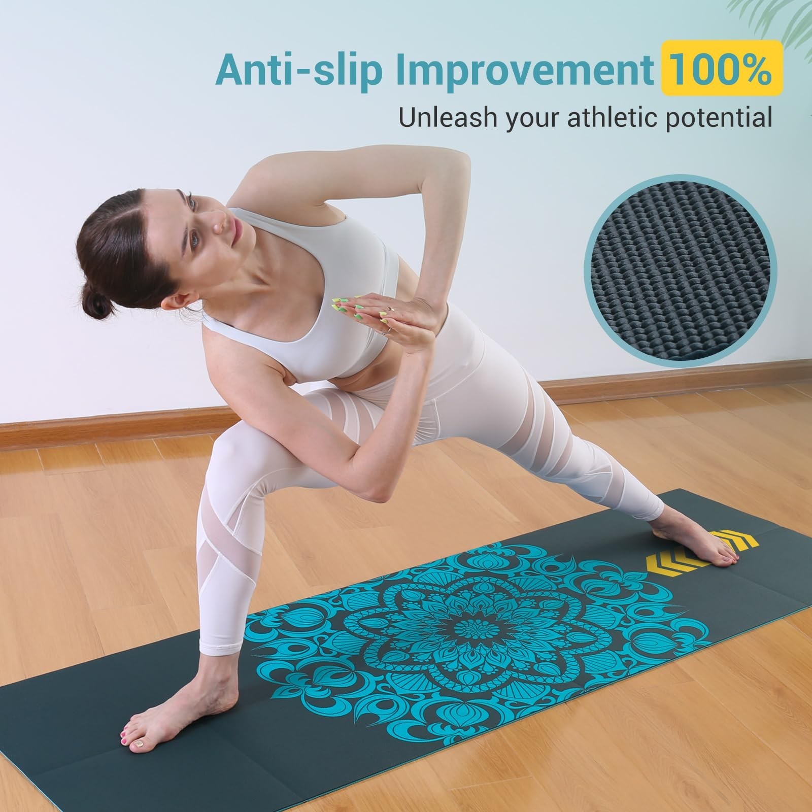 Avoalre Folding Yoga Mat, 72&Prime;x 32&Prime;x 0.24&Prime; Extra Wide Non-Slip Exercise Fitnes…