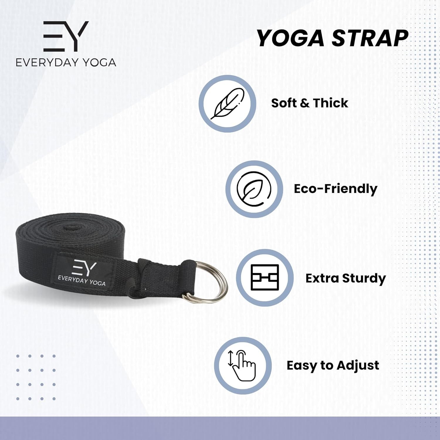 Strap with Metal D-Ring – Durable Stretching Strap for Yoga, Pilates, Flexibi…