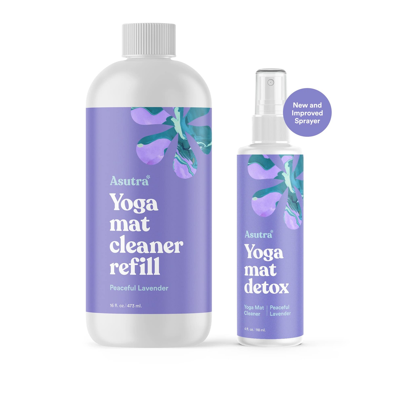 ASUTRA Yoga Mat Cleaner Spray Peaceful Lavender, 4 fl oz No Slippery Residue…