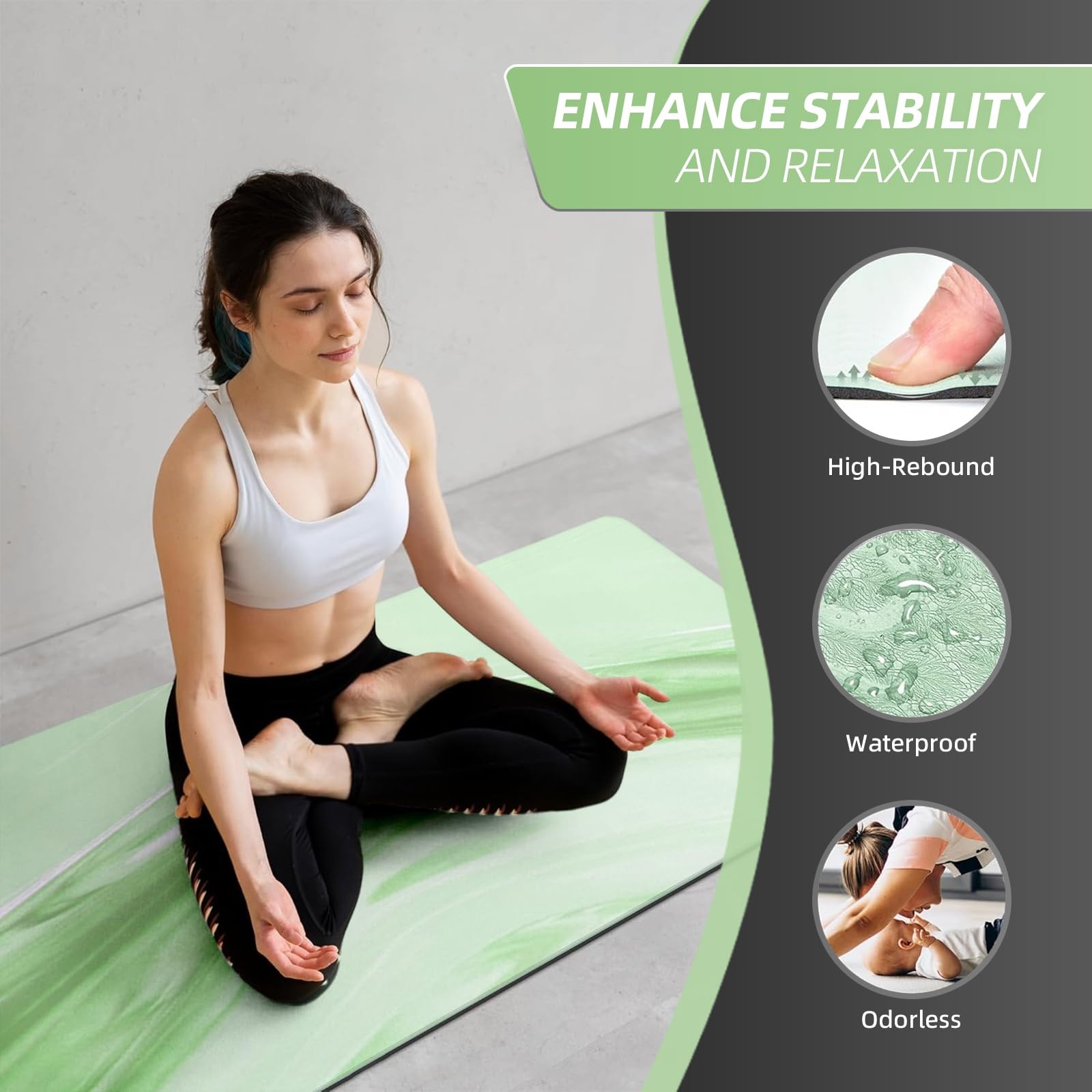Natural Rubber Yoga Mat, Matte PU Material Extra Thick Yoga Mat Non Slip, Eco…