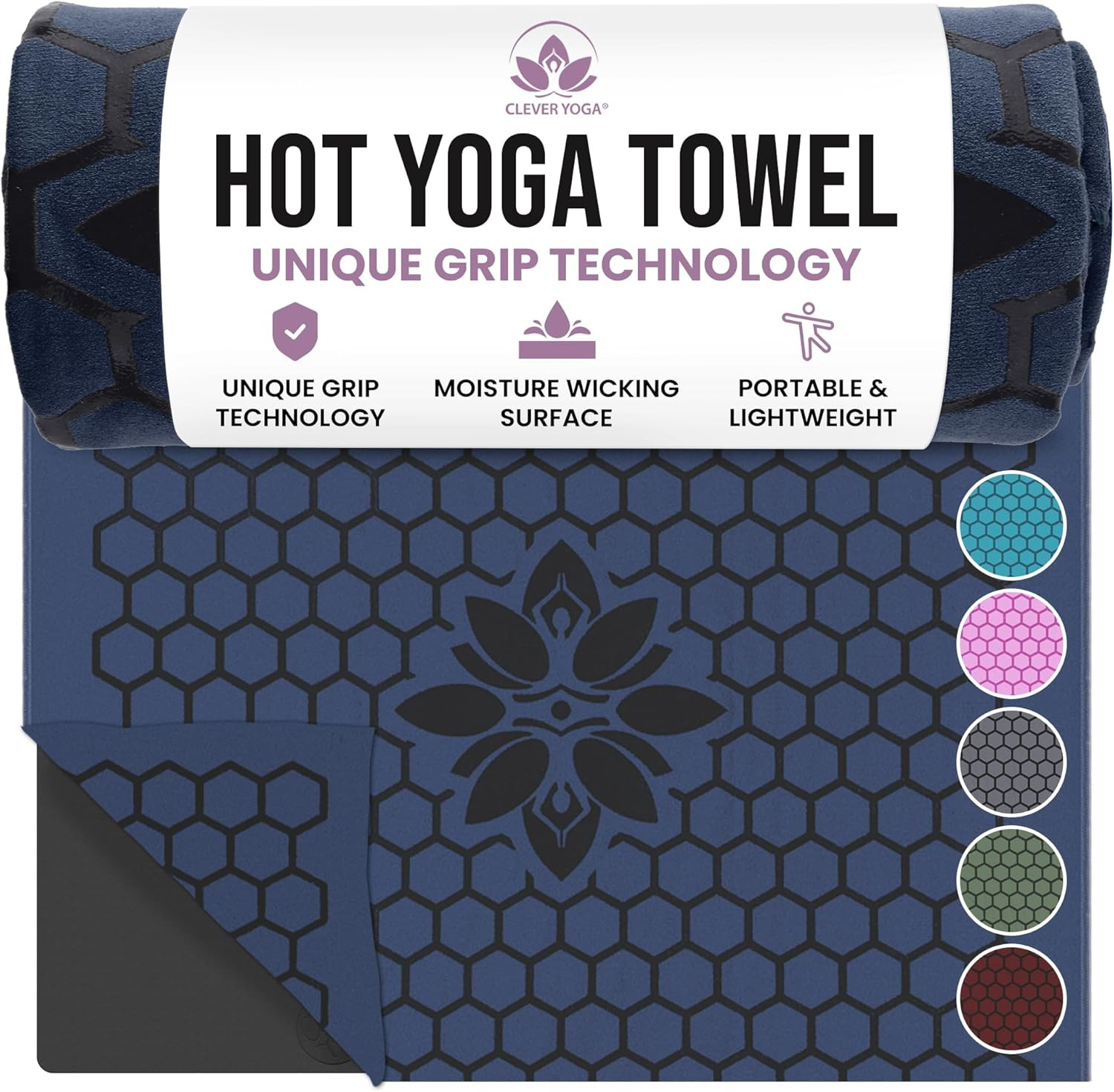 Hot Yoga Mat Towel – Non-Slip Grip for Hot Yoga, Sweat Absorbent, Honeycomb Sili