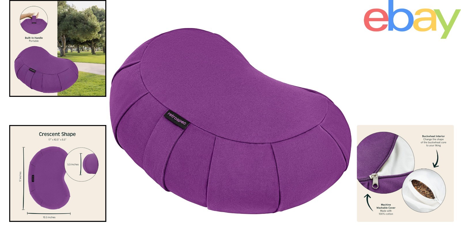Crescent Meditation Cushion with Eco-Friendly Design for Mindfulness Practices