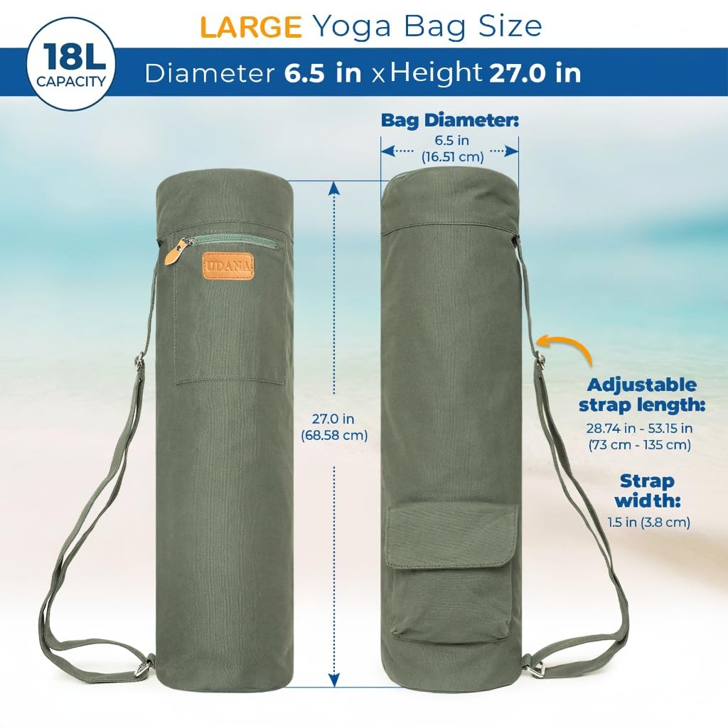 Large Yoga Mat Bag (18L) – Fits Rolled Mats up to 27&Prime; x 6.5&Prime; Diameter – Heavy…