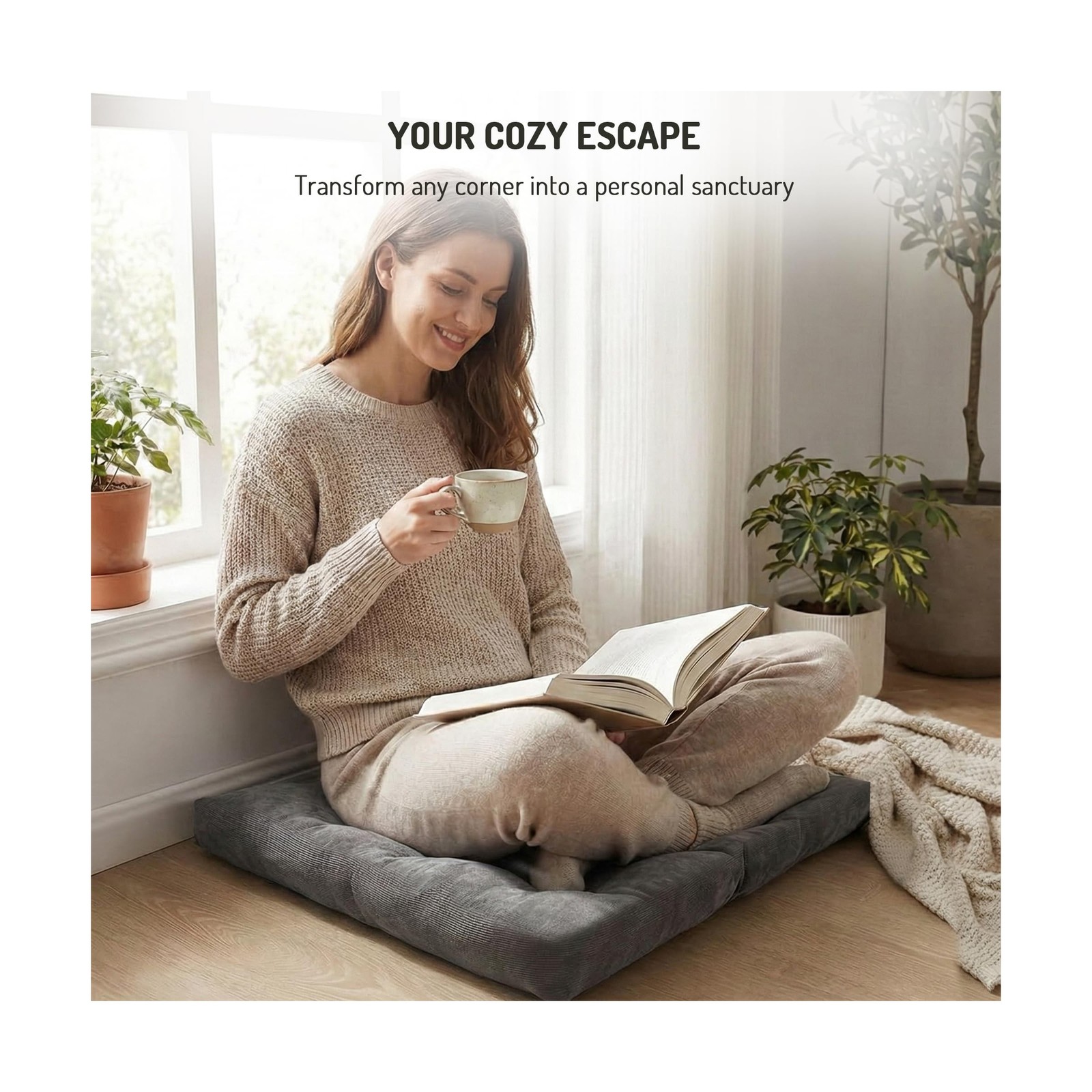 Degrees of Comfort Meditation Floor Pillow, Square Large Pillow… FAST USA SHIP